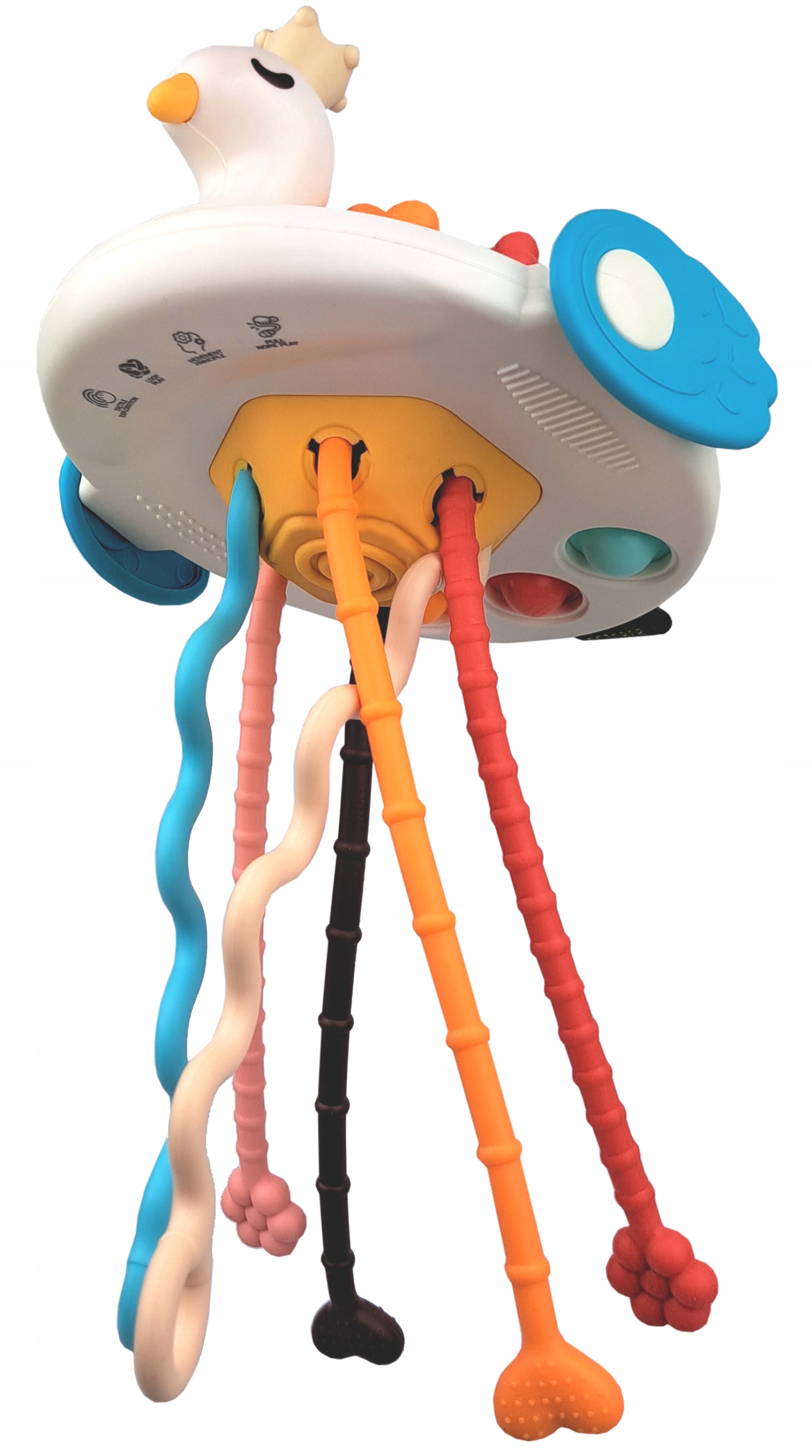 ZABAWKA SENSORYCZNA ŁABĘDŹ GRYZAK DLA NIEMOWLĄT 5W1 ZABAWKA MONTESSORI