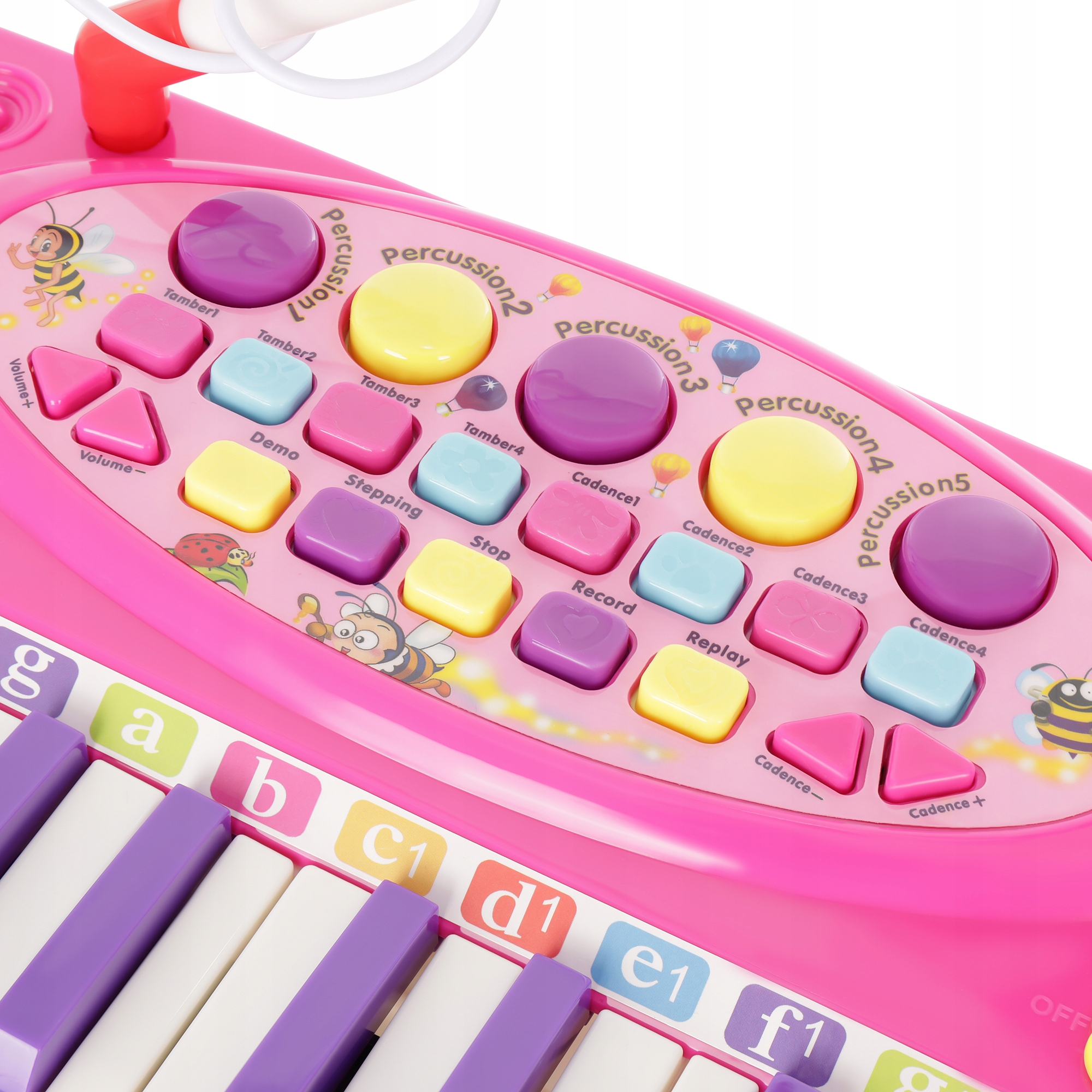 PIANINKO ORGANY RÓŻOWE MIKROFON BĘBENEK NAGRYWANIE