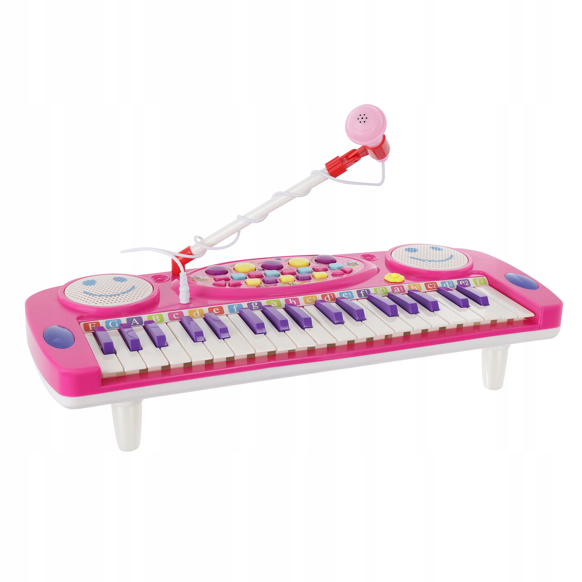 PIANINKO ORGANY RÓŻOWE MIKROFON BĘBENEK NAGRYWANIE