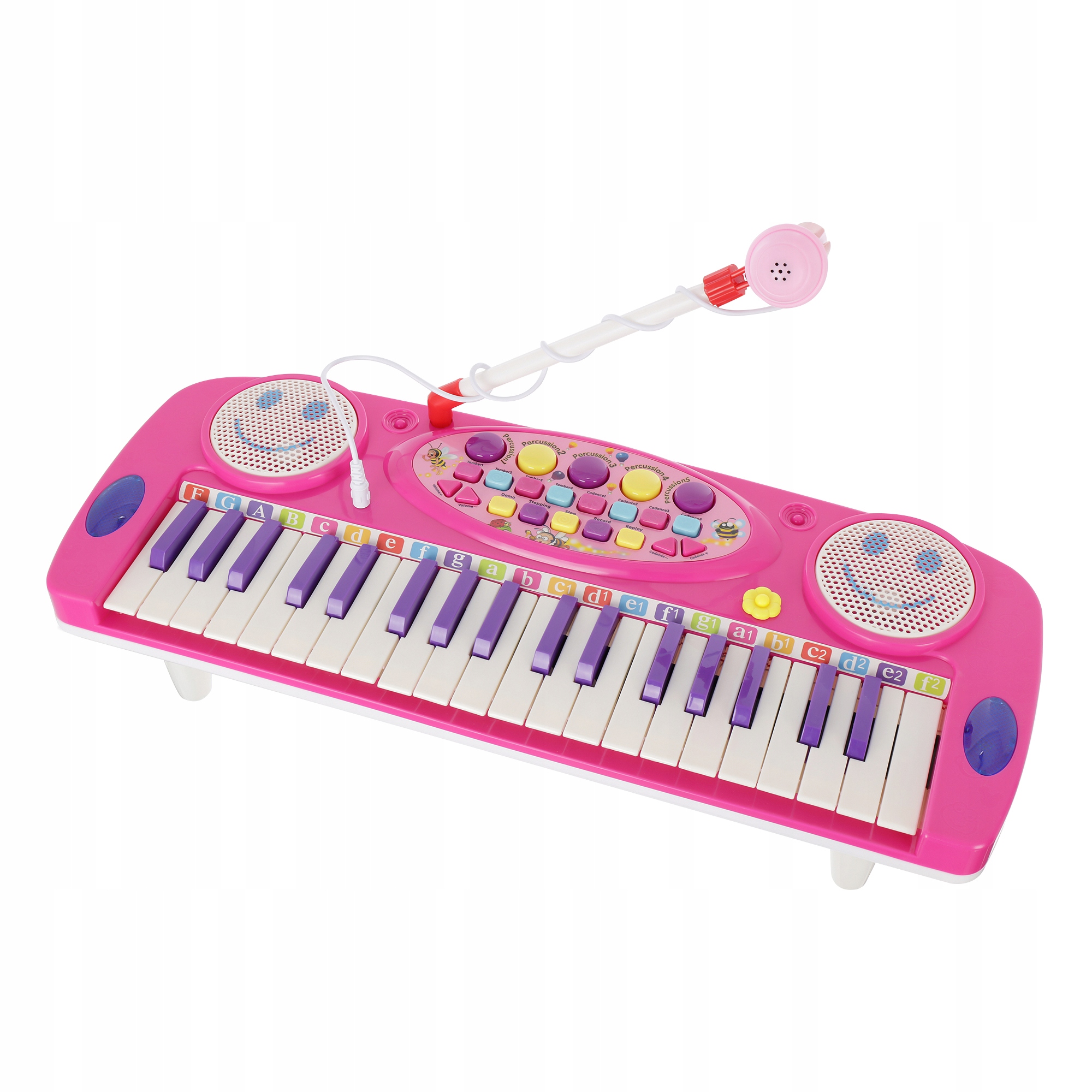 PIANINKO ORGANY RÓŻOWE MIKROFON BĘBENEK NAGRYWANIE