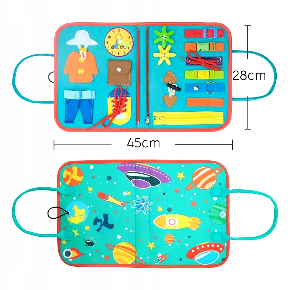 TABLICA SENSORYCZNA KOSMOS MONTESSORI MANIPULACYJNA UNIWERSALNA KSIĄŻKA 3D