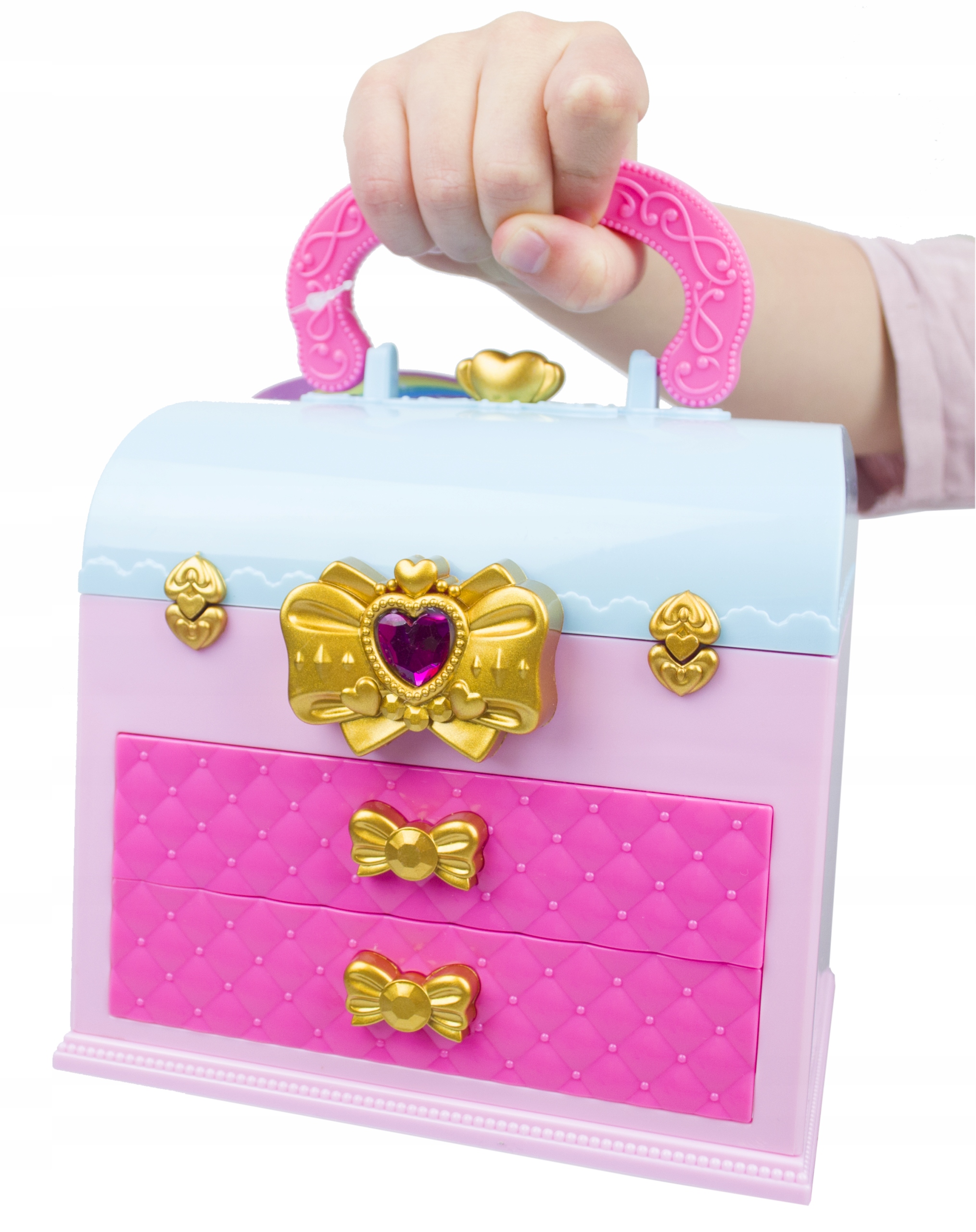 KUFEREK Z KOSMETYKAMI DO MAKIJAŻU CIENIE LAKIERY LUSTERKO