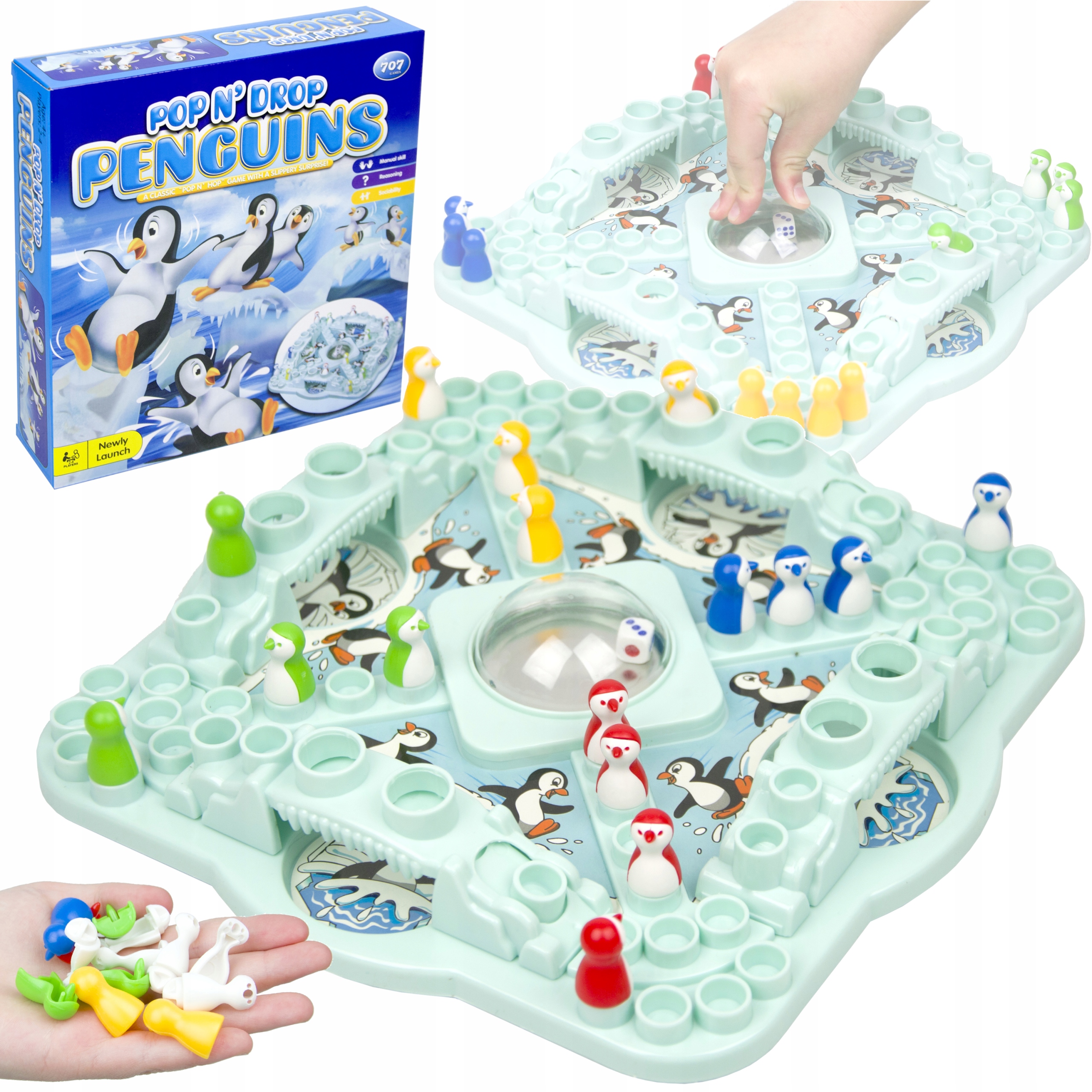 Gra Planszowa Gra Rodzinna Gra Imprezowa Wyścigi Pingwinów Chińczyk