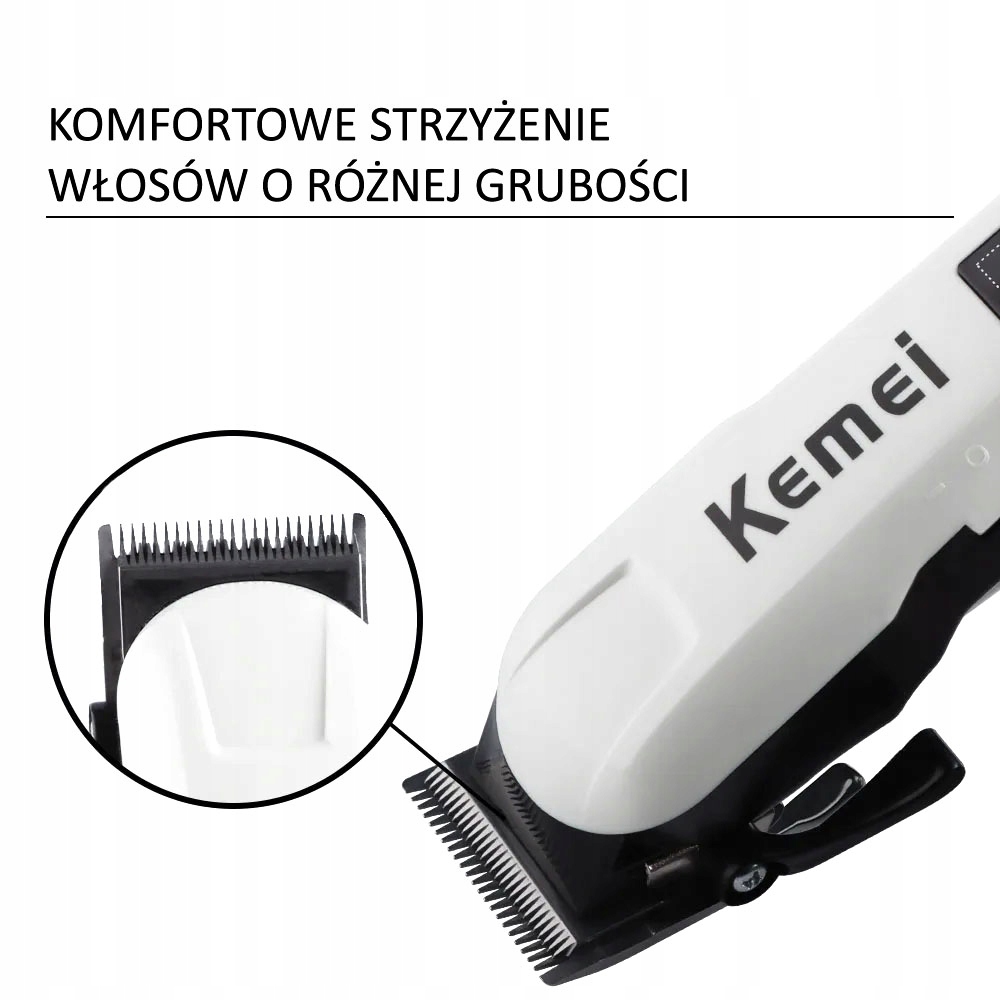 KM-809A KEMEI BEZPRZEWODOWA MASZYNKA DO STRZYŻENIA WŁOSÓW GOLARKA LCD USB