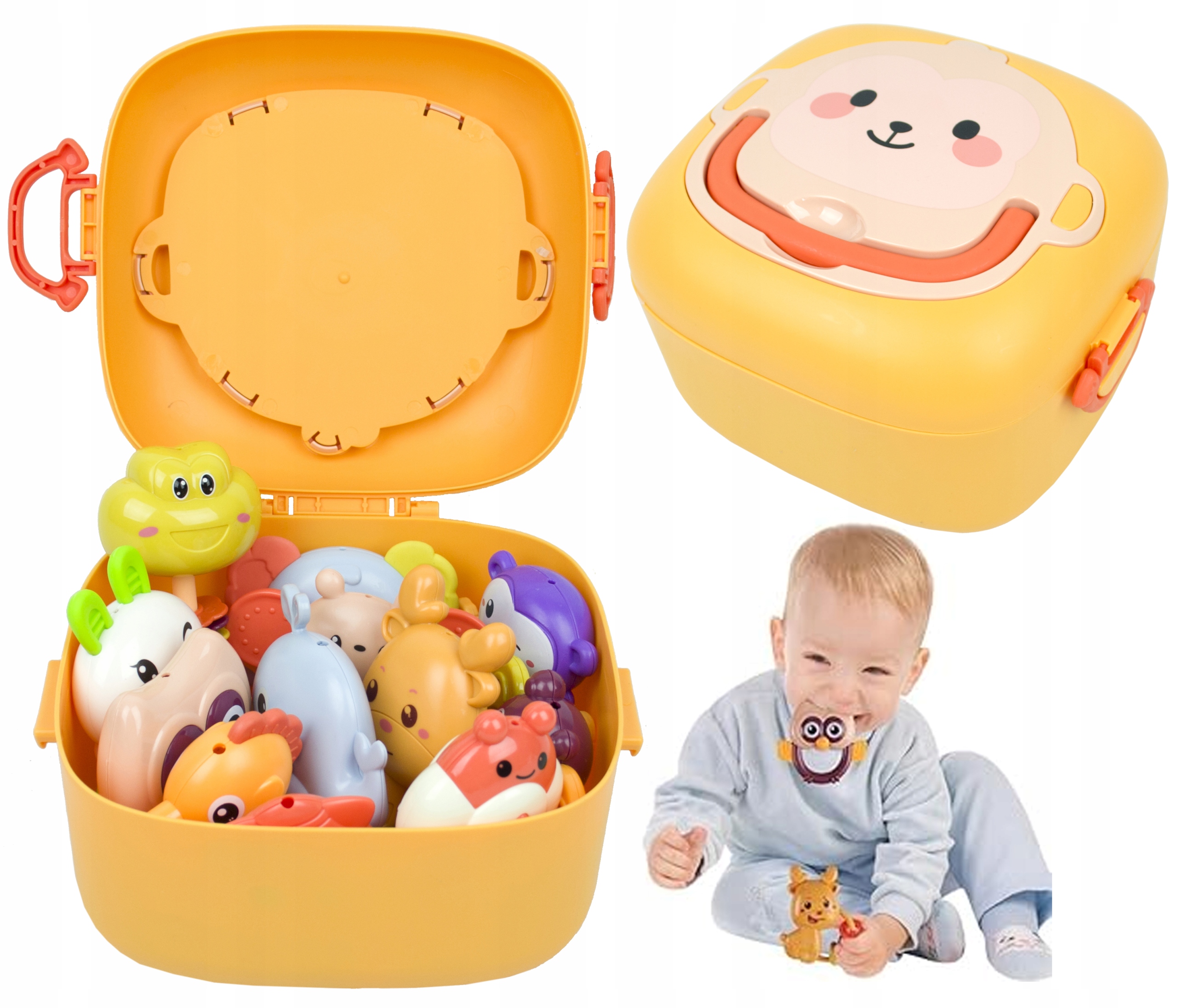 GRZECHOTKI I GRYZAKI ZWIERZĄTKA ZESTAW DLA NIEMOWLĄT 12 SZTUK W PUDEŁKU