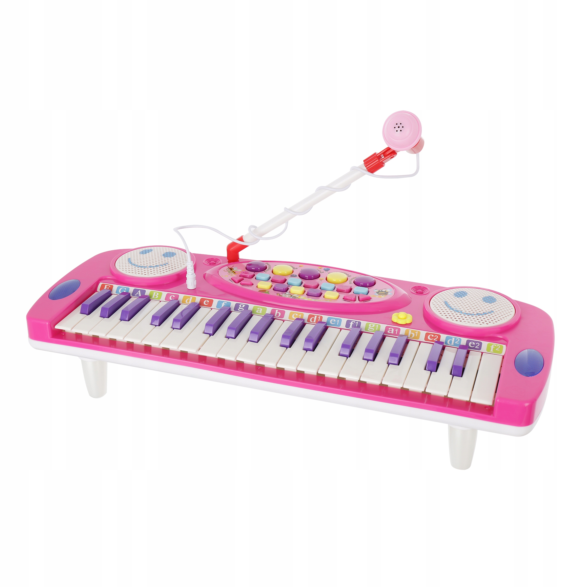 PIANINKO ORGANY RÓŻOWE MIKROFON BĘBENEK NAGRYWANIE