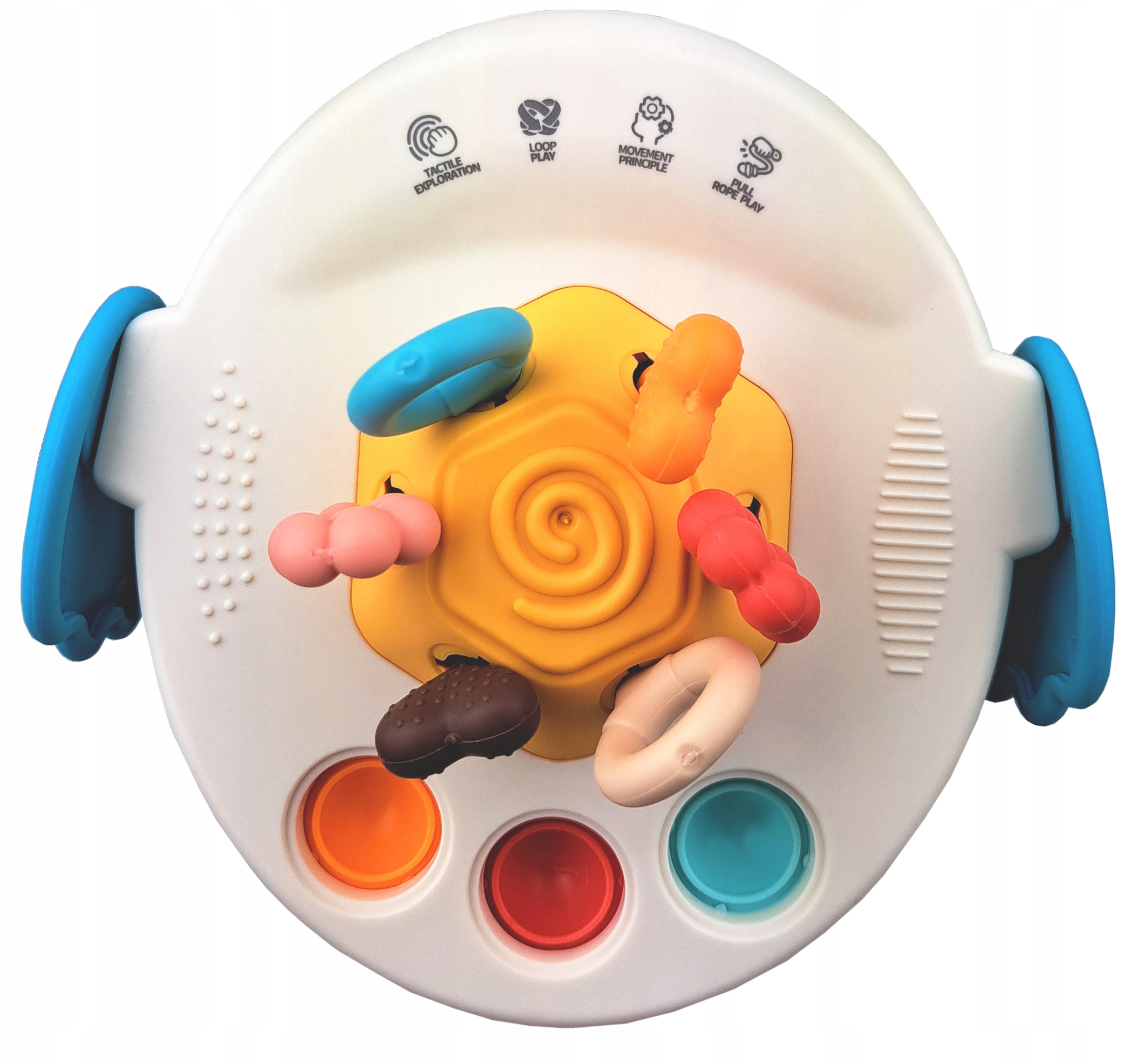 ZABAWKA SENSORYCZNA ŁABĘDŹ GRYZAK DLA NIEMOWLĄT 5W1 ZABAWKA MONTESSORI