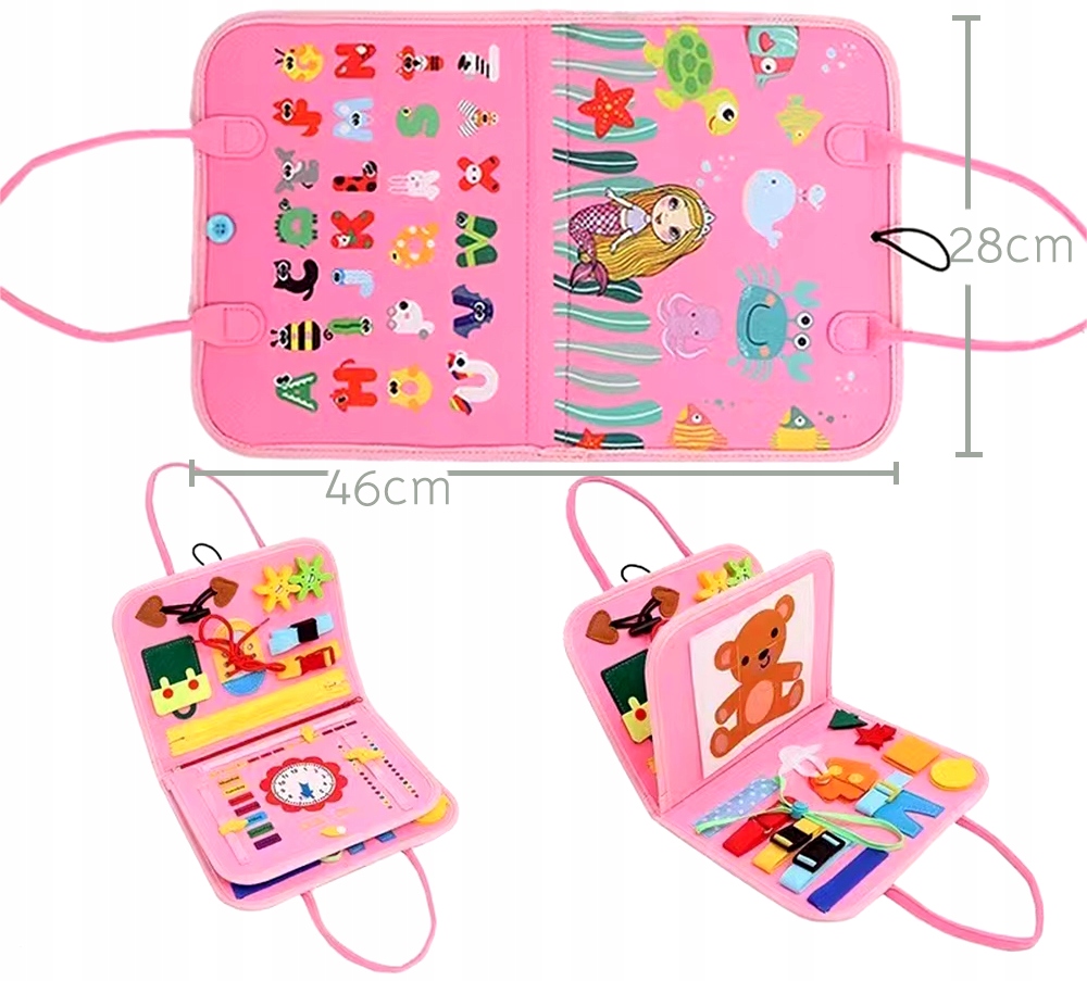 TABLICA SENSORYCZNA SYRENKA MONTESSORI MANIPULACYJNA KSIĄŻKA 3D