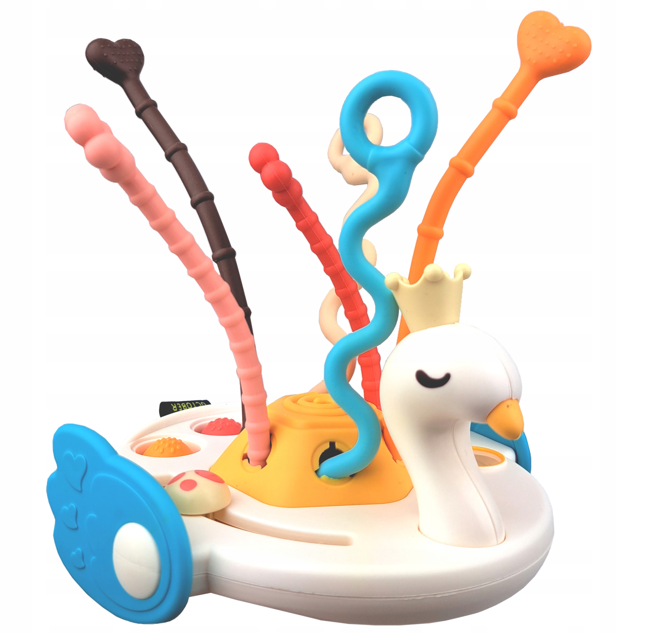 ZABAWKA SENSORYCZNA ŁABĘDŹ GRYZAK DLA NIEMOWLĄT 5W1 ZABAWKA MONTESSORI