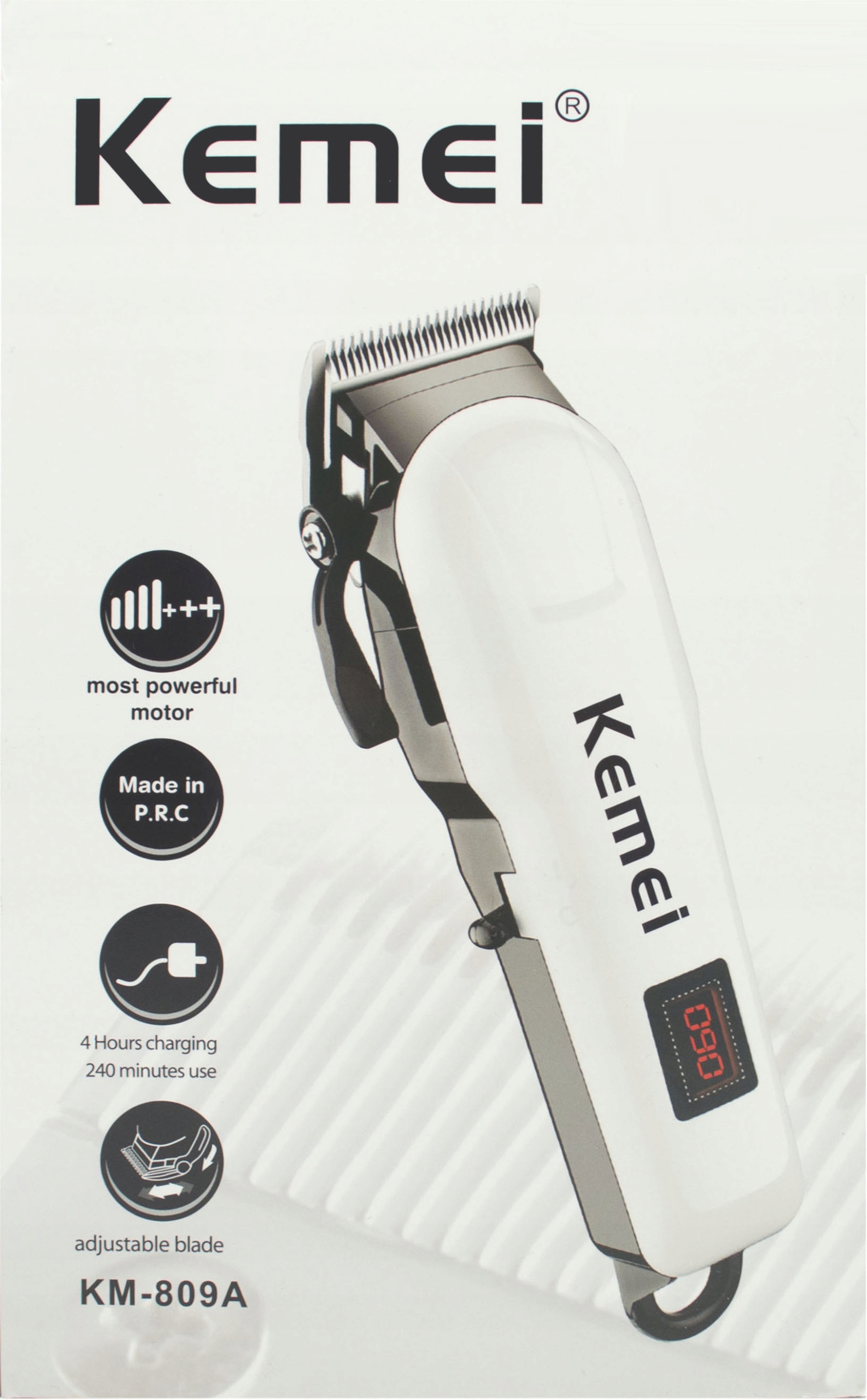 KM-809A KEMEI BEZPRZEWODOWA MASZYNKA DO STRZYŻENIA WŁOSÓW GOLARKA LCD USB