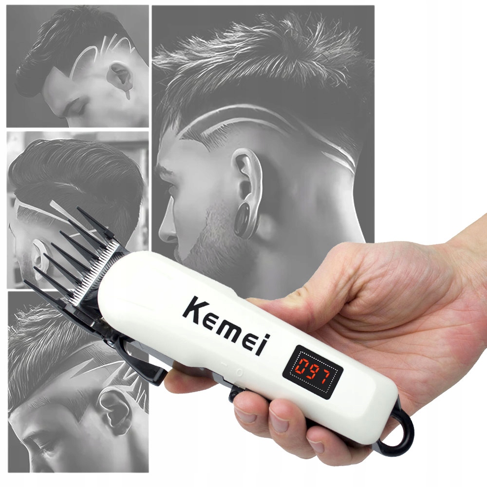 KM-809A KEMEI BEZPRZEWODOWA MASZYNKA DO STRZYŻENIA WŁOSÓW GOLARKA LCD USB