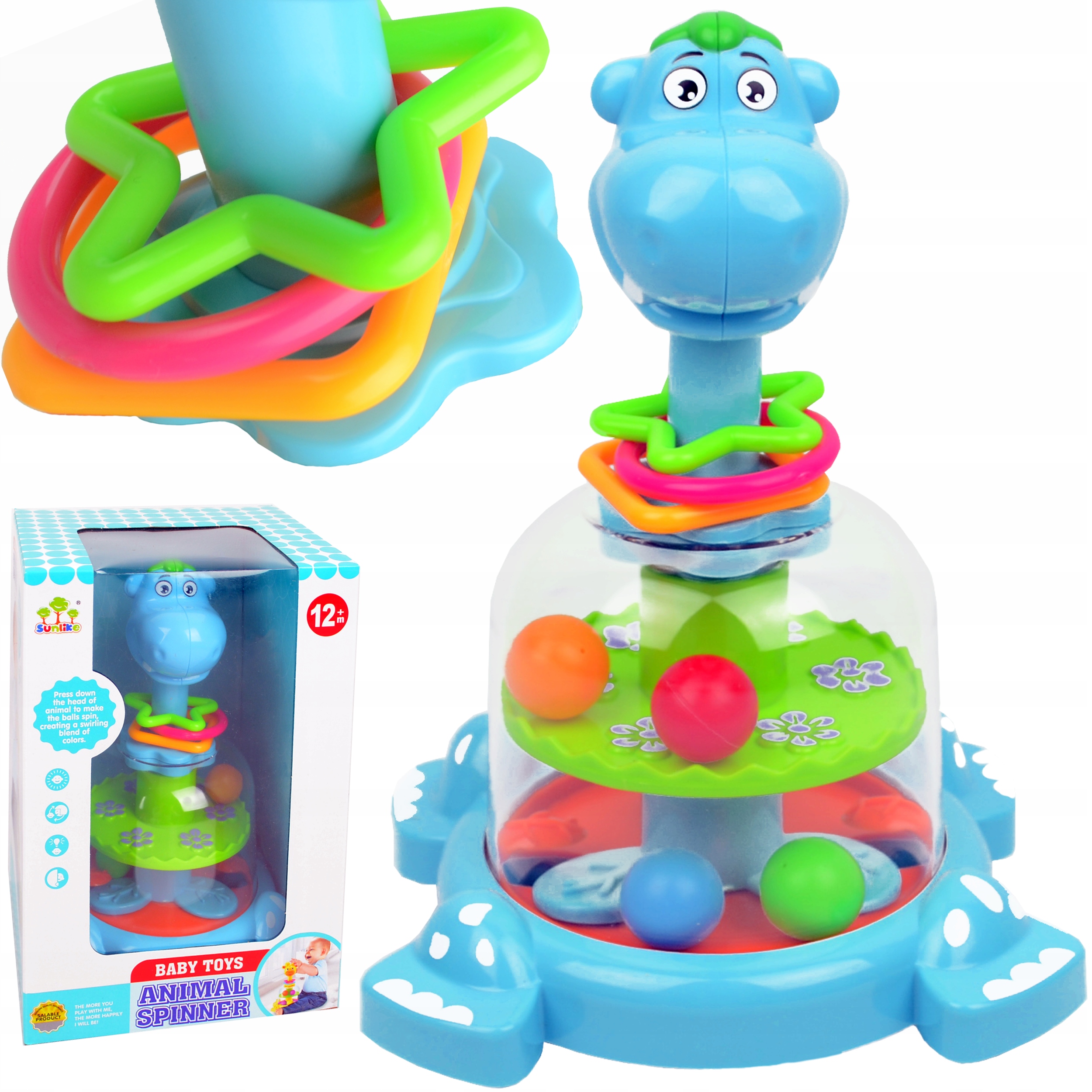 INTERAKTYWNY BĄCZEK HIPCIO Z PIŁECZKAMI KULKI BĄK KARUZELA PIŁEK GRZECHOTKI