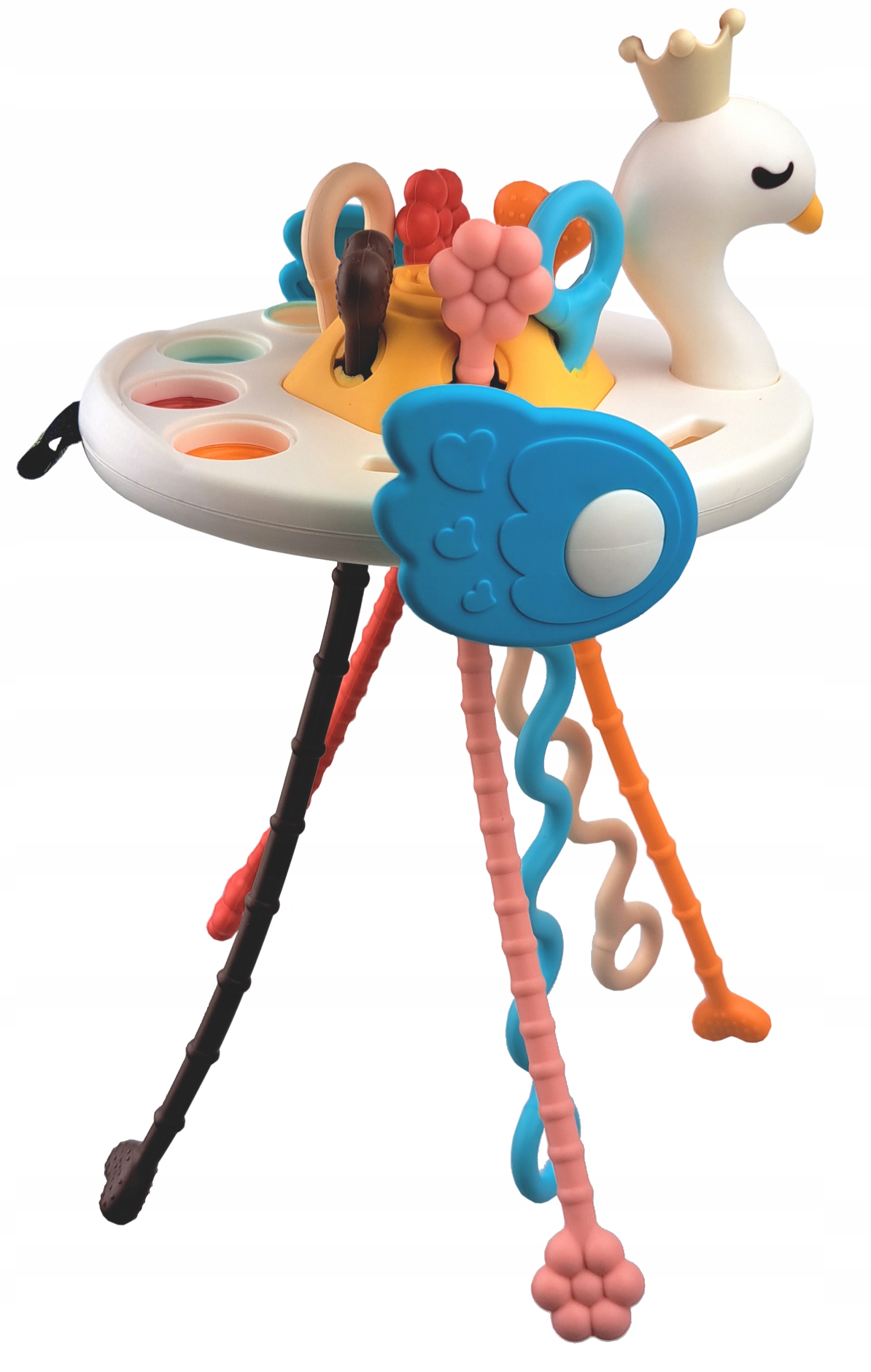 ZABAWKA SENSORYCZNA ŁABĘDŹ GRYZAK DLA NIEMOWLĄT 5W1 ZABAWKA MONTESSORI