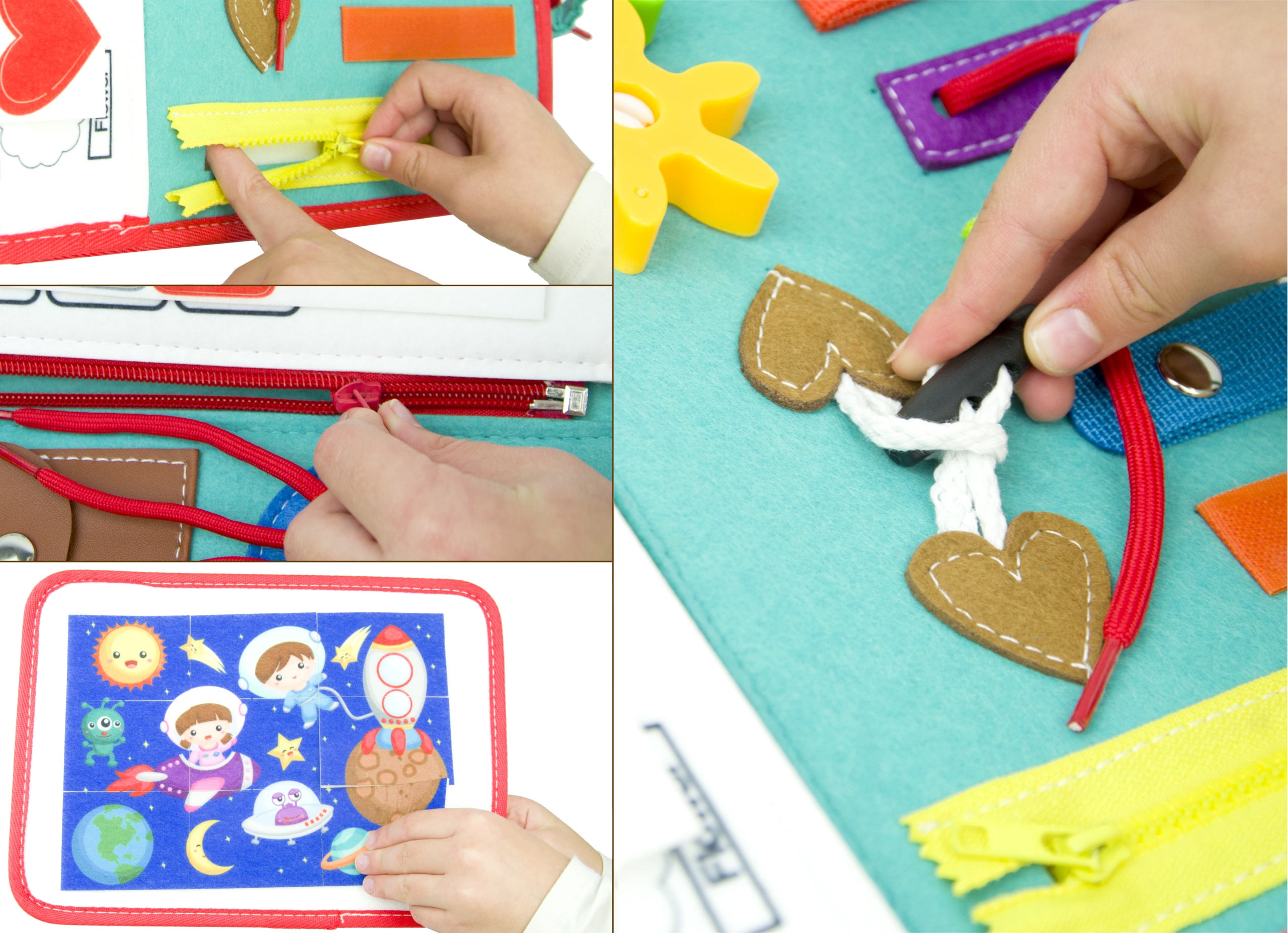 TABLICA SENSORYCZNA KOSMOS MONTESSORI MANIPULACYJNA UNIWERSALNA KSIĄŻKA 3D