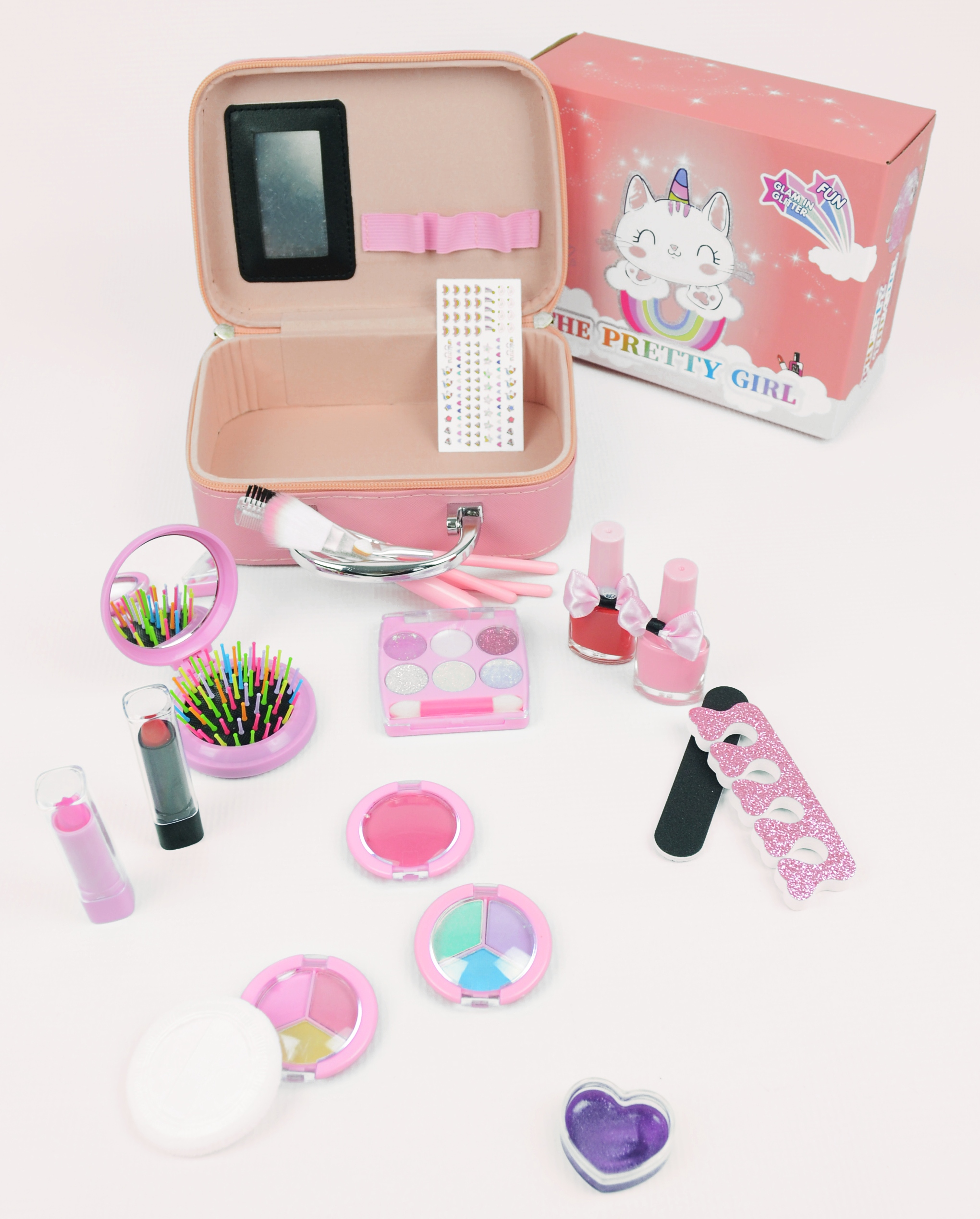 KUFEREK Z KOSMETYKAMI ZESTAW DO MAKIJAŻU OCZU UST POLICZKÓW PAZNOKCI WŁOSÓW