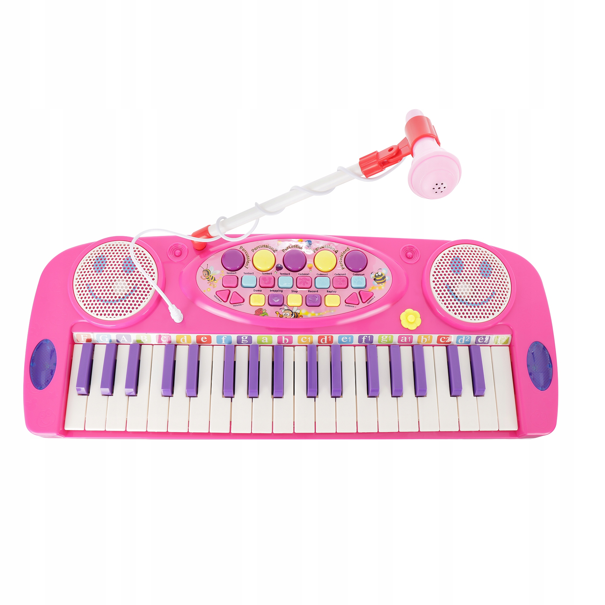 PIANINKO ORGANY RÓŻOWE MIKROFON BĘBENEK NAGRYWANIE