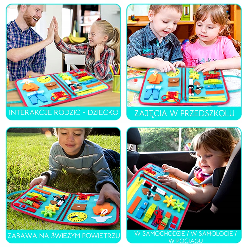 TABLICA SENSORYCZNA KOSMOS MONTESSORI MANIPULACYJNA UNIWERSALNA KSIĄŻKA 3D