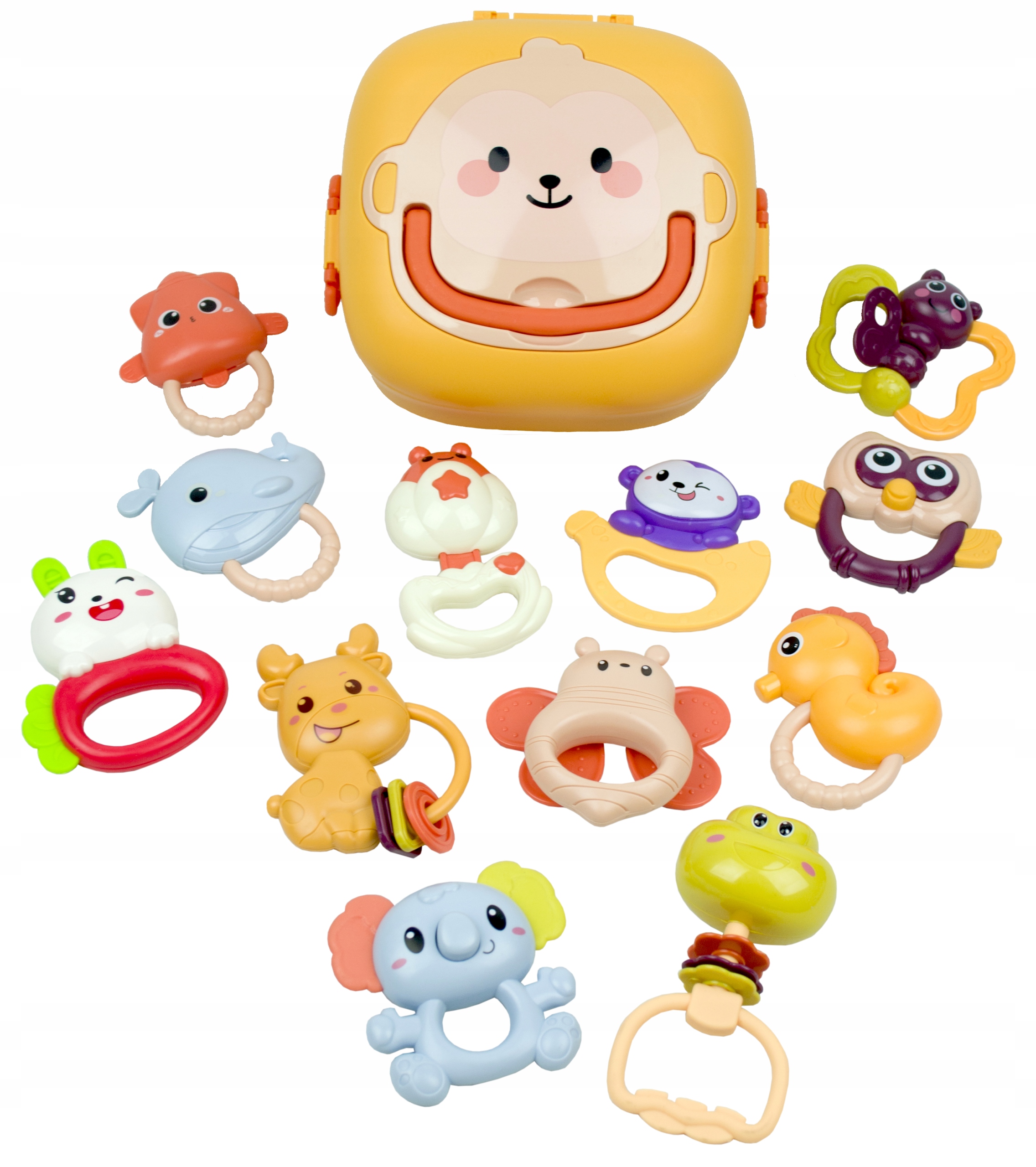 GRZECHOTKI I GRYZAKI ZWIERZĄTKA ZESTAW DLA NIEMOWLĄT 12 SZTUK W PUDEŁKU