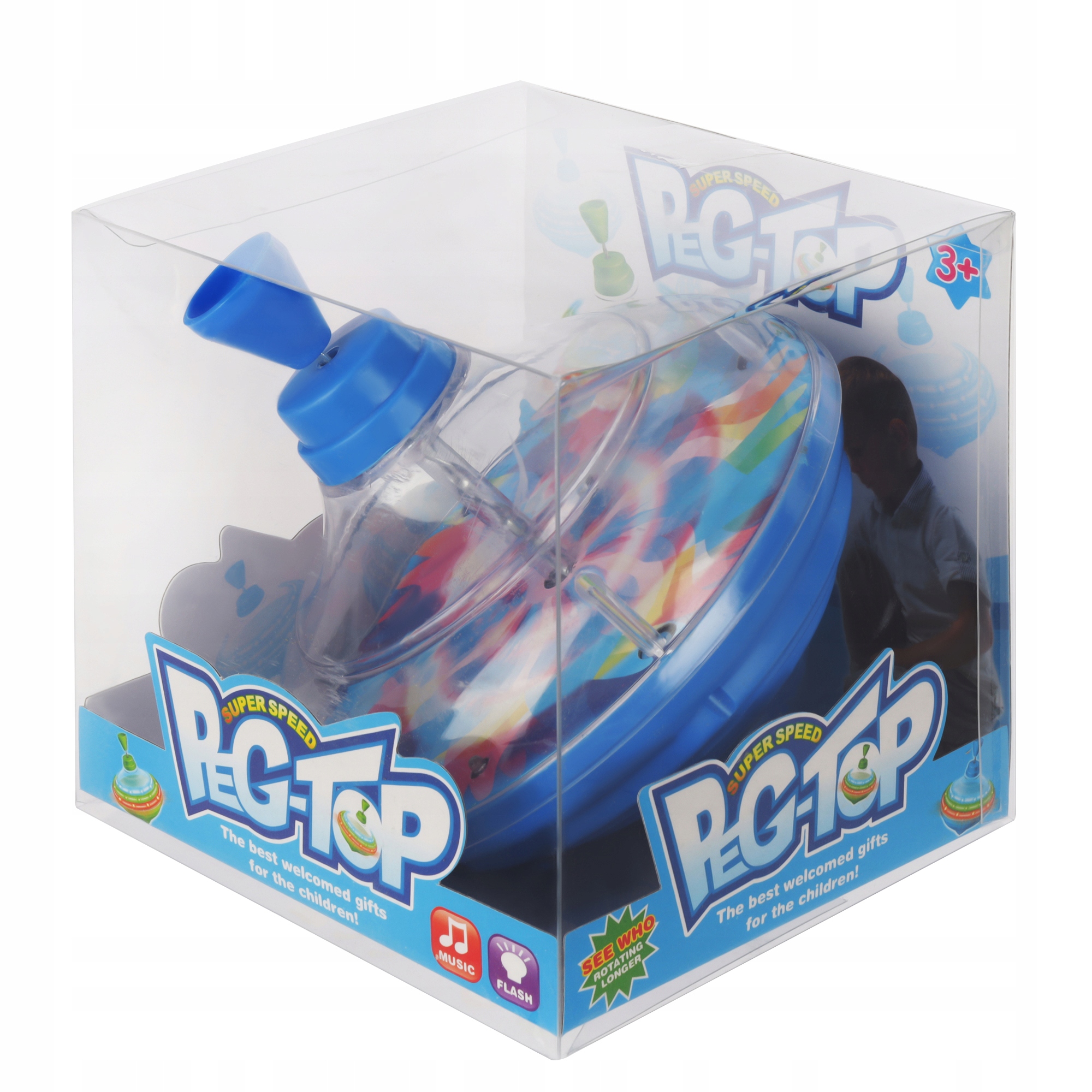 TĘCZOWY WIRUJĄCY BĄCZEK ŚWIECI W CIEMNOŚCI GRA