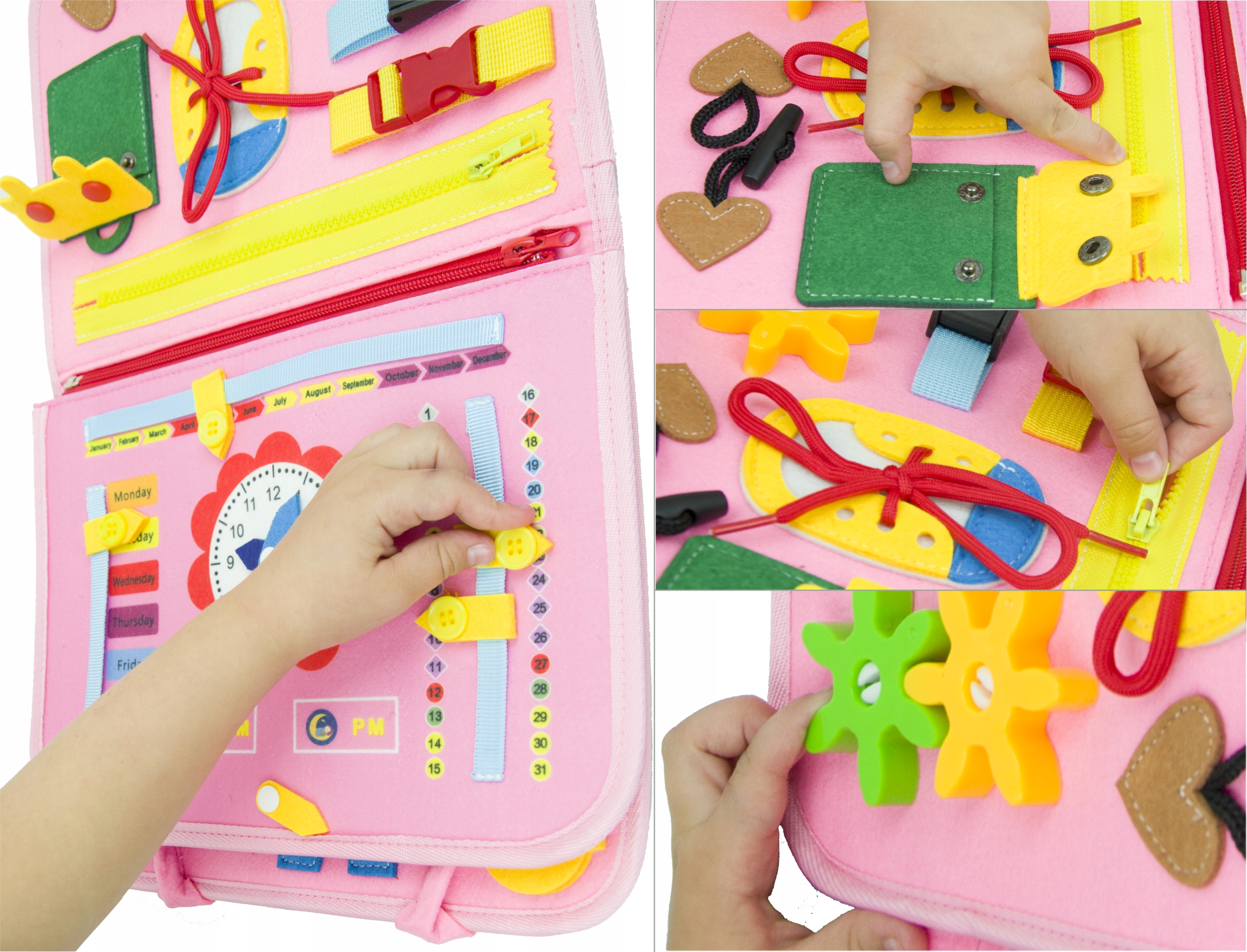 TABLICA SENSORYCZNA SYRENKA MONTESSORI MANIPULACYJNA KSIĄŻKA 3D