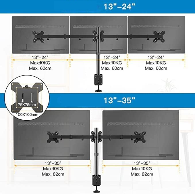 HUANUO Regulowany Uchwyt na 3 Monitory 13-24 Cali Czarny