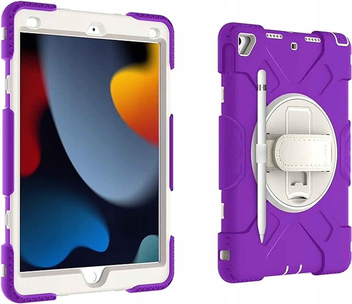 Etui do iPad 9/8/7 10.2" Pancerne z Obrotową Podstawką Fioletowe
