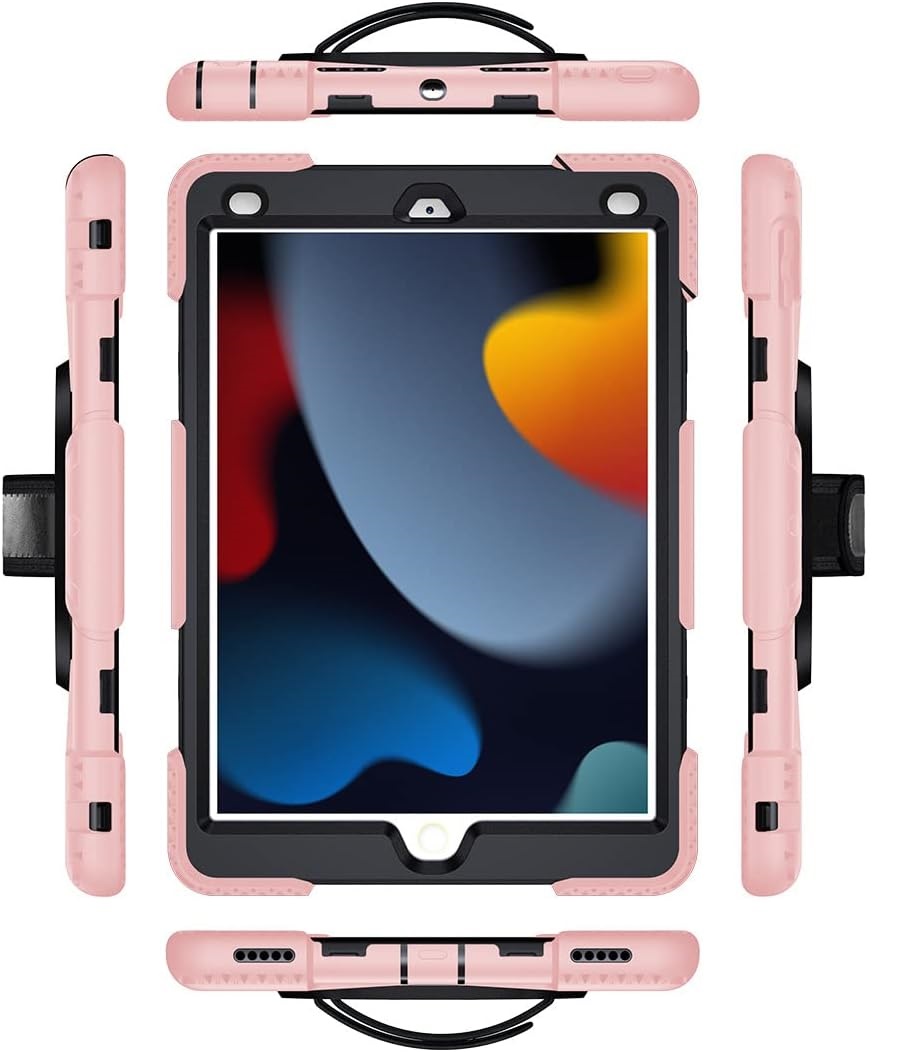 Etui do iPad 9/8/7 10.2” Pancerne z Obrotową Podstawką Różowe