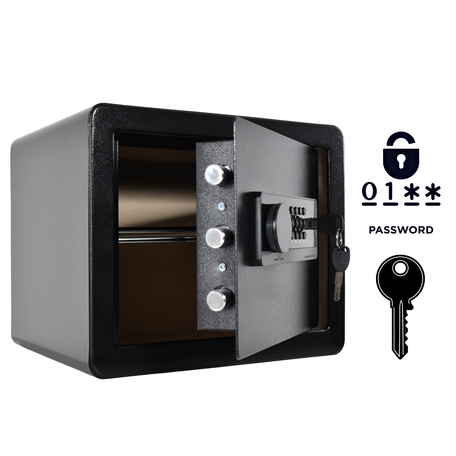 Pancerny Domowy Sejf z Zamkiem Elektronicznym i Kluczem 30x35x30 cm Czarny