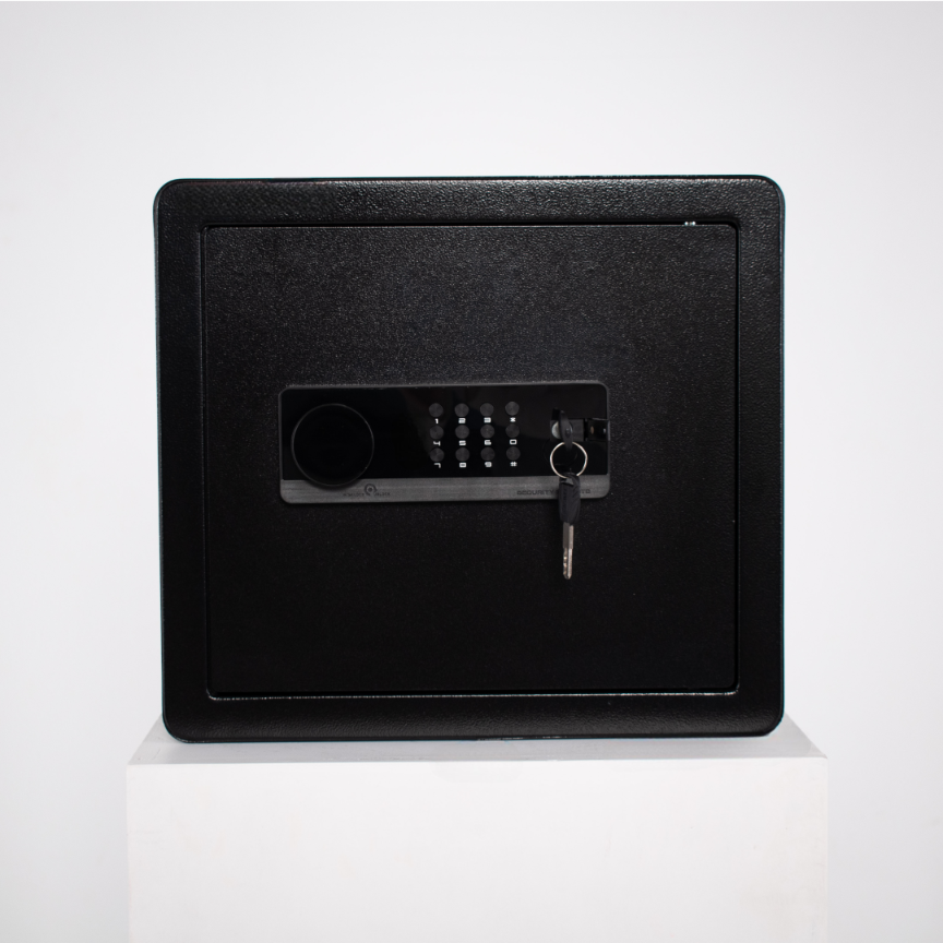 Pancerny Domowy Sejf z Zamkiem Elektronicznym i Kluczem 36x40x30 cm Czarny