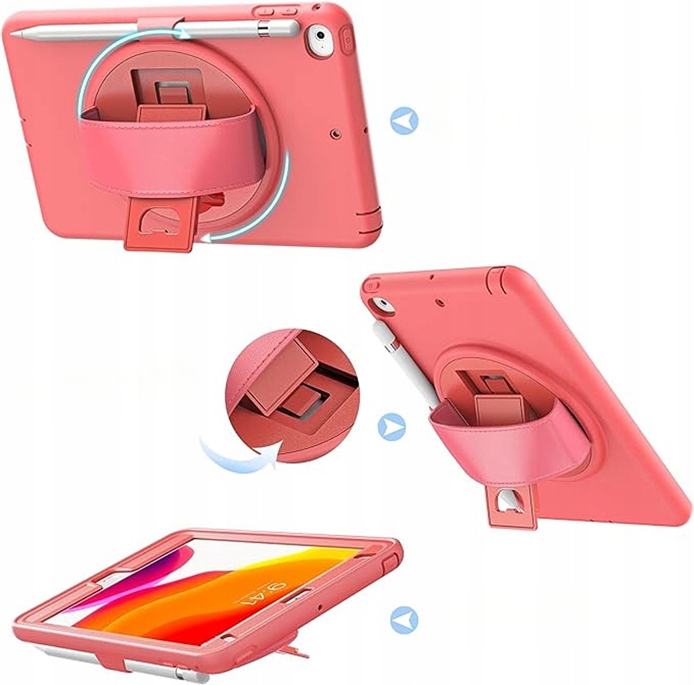 Etui do iPad Mini 5/Mini 4 7.9" z Podstawką i Miejscem na Rysik Różowy