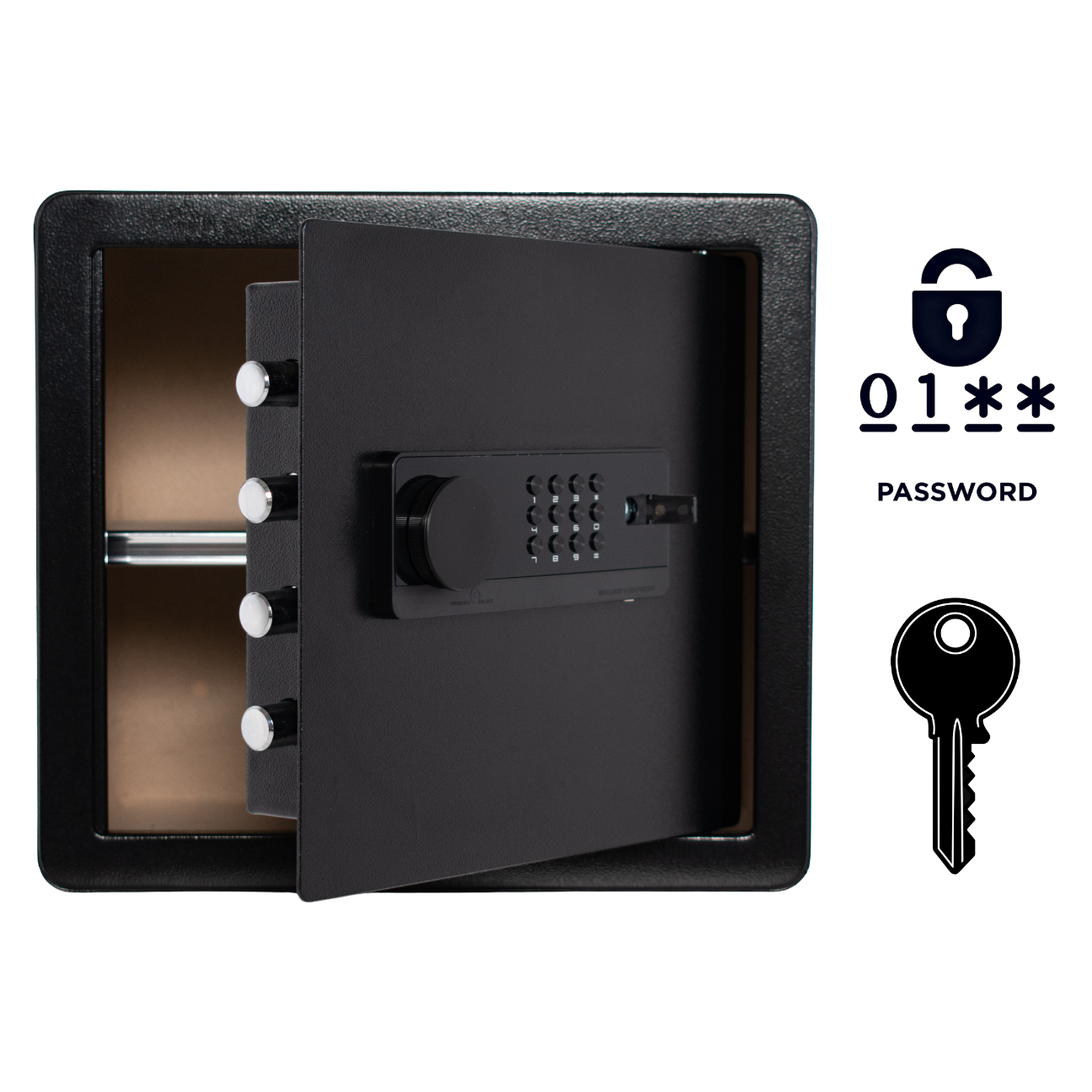 Pancerny Domowy Sejf z Zamkiem Elektronicznym i Kluczem 36x40x30 cm Czarny