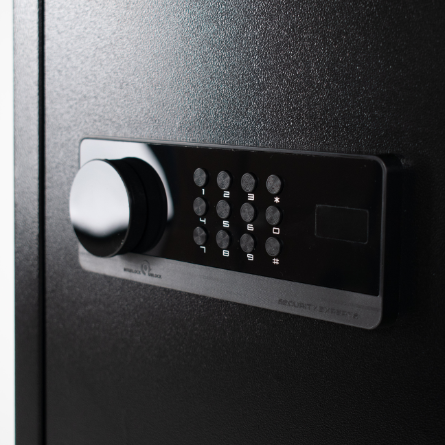 Pancerny Domowy Sejf z Zamkiem Elektronicznym i Kluczem 36x40x30 cm Czarny