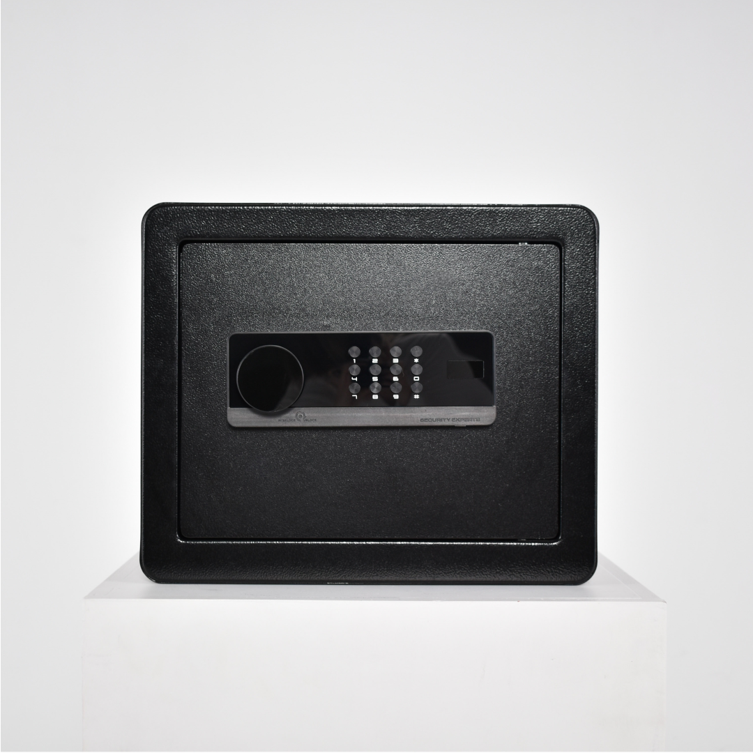 Pancerny Domowy Sejf z Zamkiem Elektronicznym i Kluczem 30x35x30 cm Czarny
