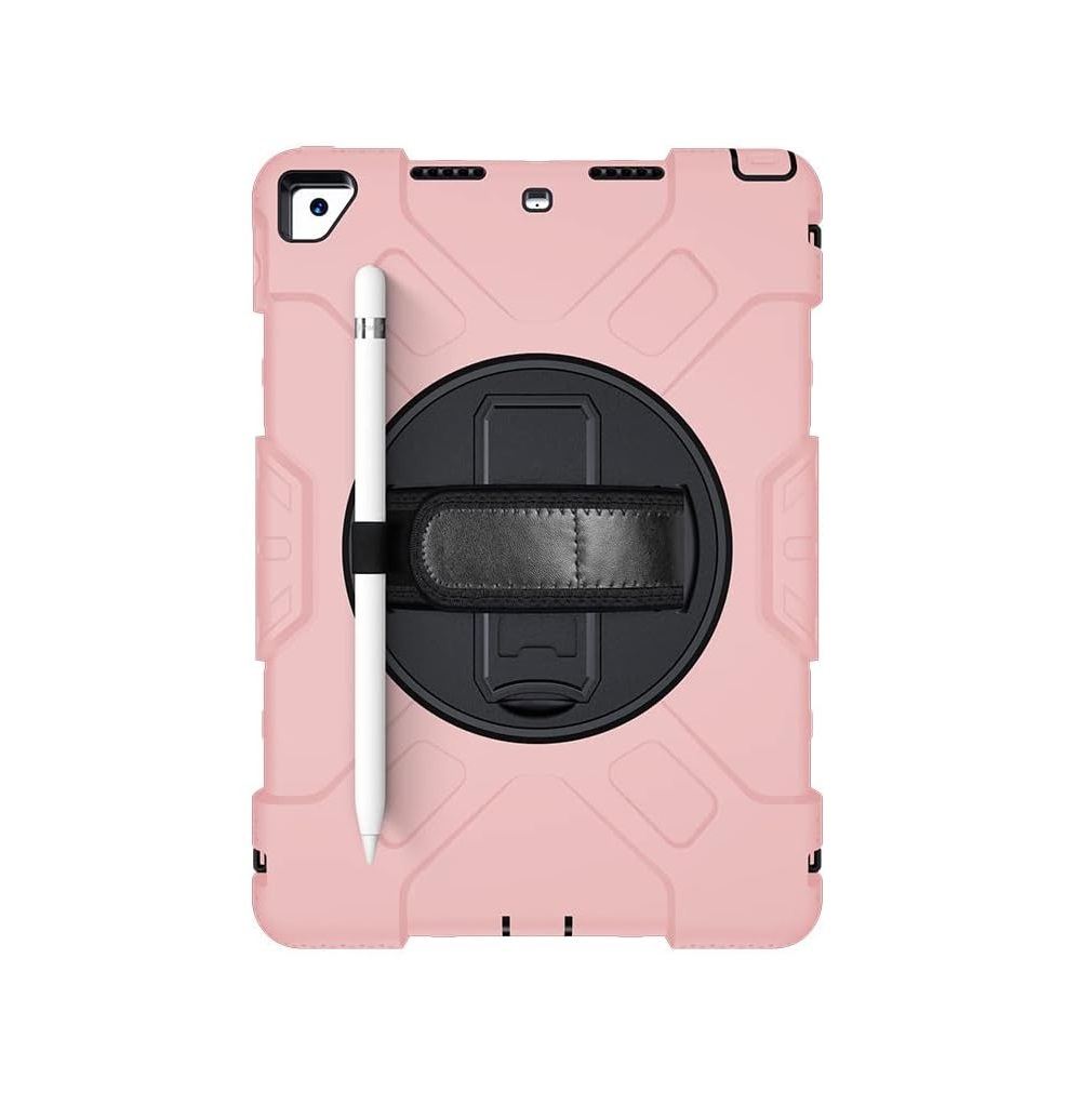 Etui do iPad 9/8/7 10.2” Pancerne z Obrotową Podstawką Różowe