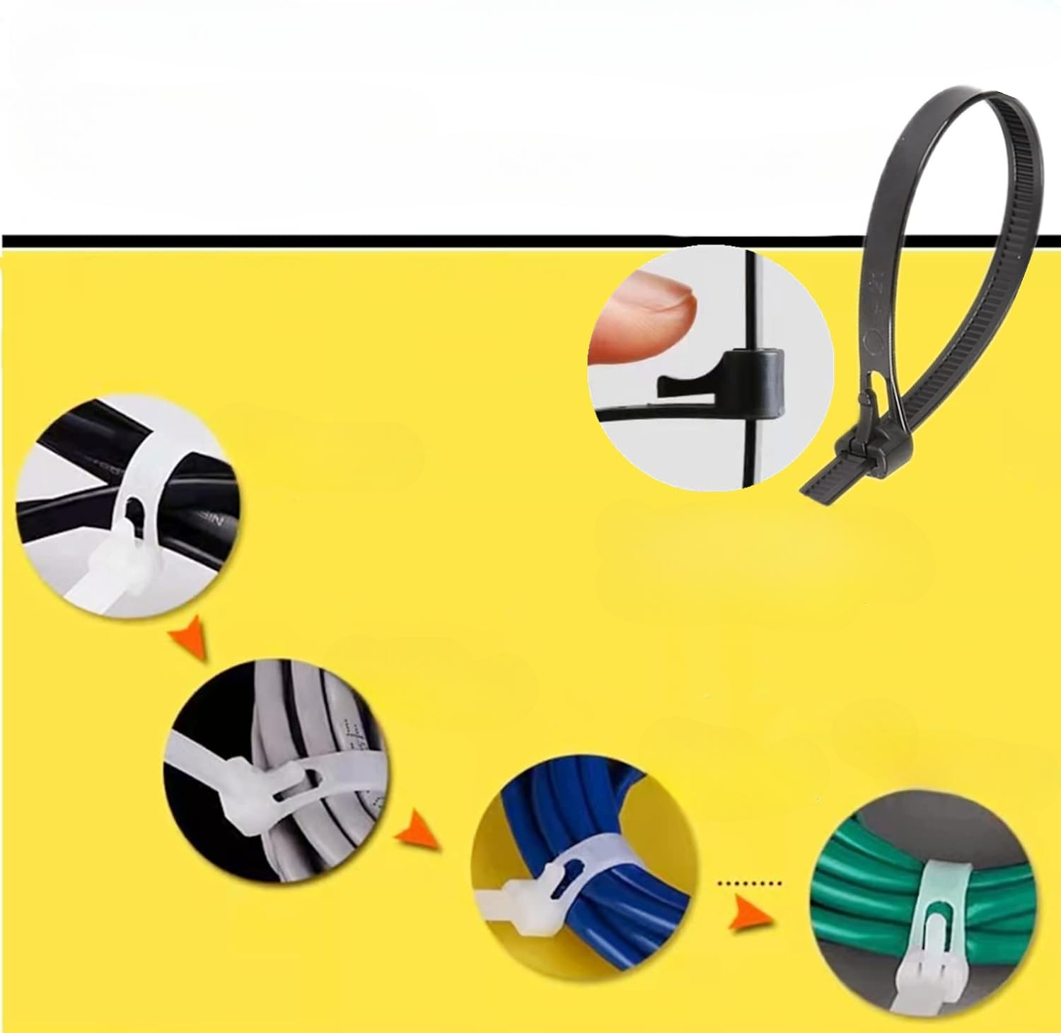 Zestaw Trytytek Wytrzymałe Białe 100 szt 20 x 4.8 cm