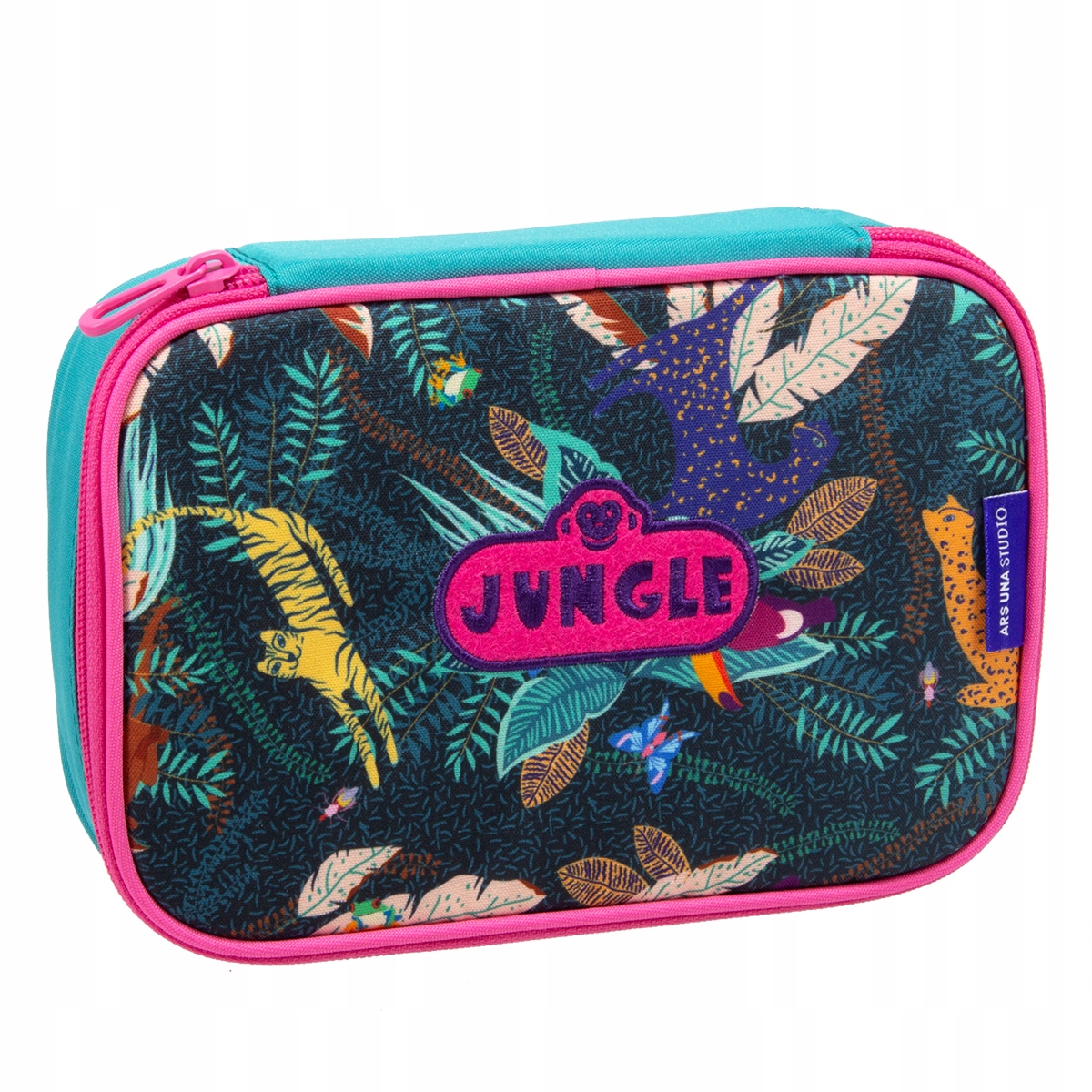 JUNGLE duży pojemny piórnik 4 ścianki 0629