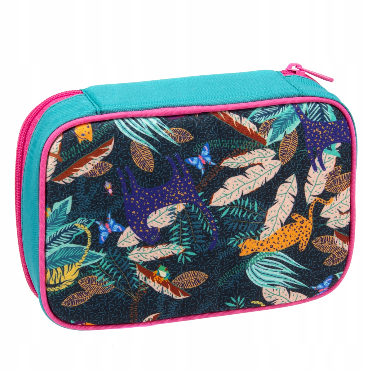 JUNGLE duży pojemny piórnik 4 ścianki 0629