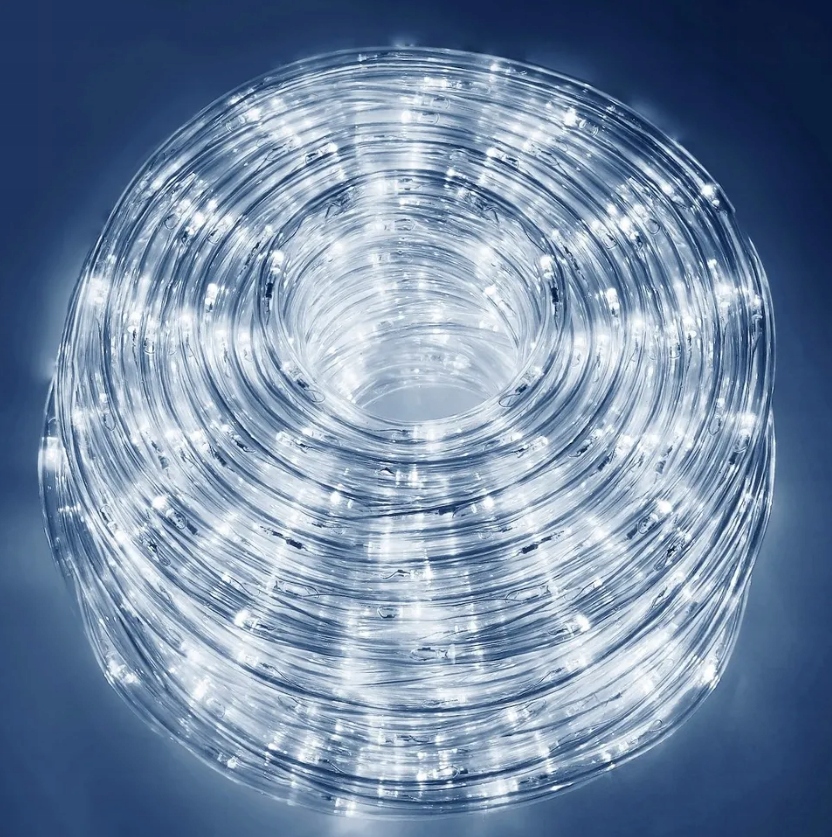 WĄŻ ŚWIETLNY ZEWNĘTRZNY LED LAMPKI BIAŁY ZIMNY IP44 20m ŚWIĄTECZNE CHOINKA