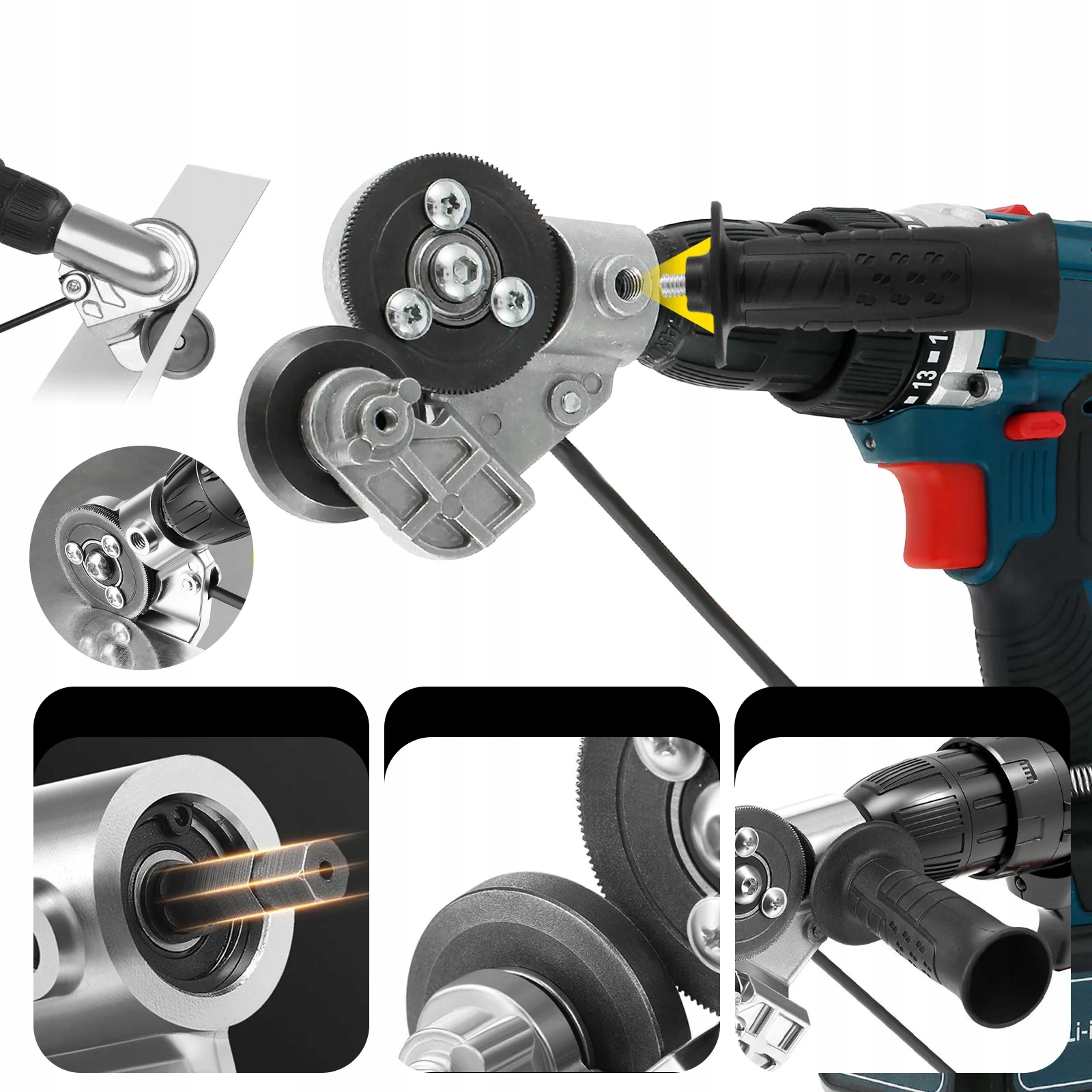 ADAPTER DO CIĘCIA BLACHY NA WIERTARKĘ WKRĘTARKĘ UNIWERSALNE NOŻYCE DO BLACH