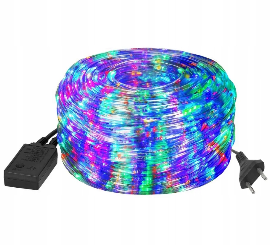 WĄŻ ŚWIETLNY ZEWNĘTRZNY LED LAMPKI MULTIKOLOR IP44 20m ŚWIĄTECZNE CHOINKA