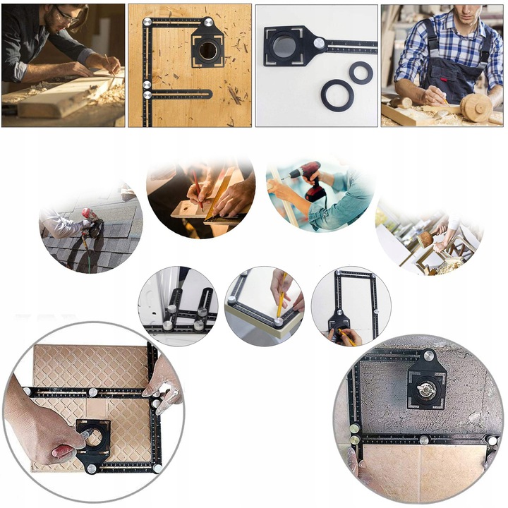 PRZYMIAR ZNACZNIK SZABLON WZORNIK OTWORÓW PŁYTEK PANELI MIARA DO KSZTAŁTÓW