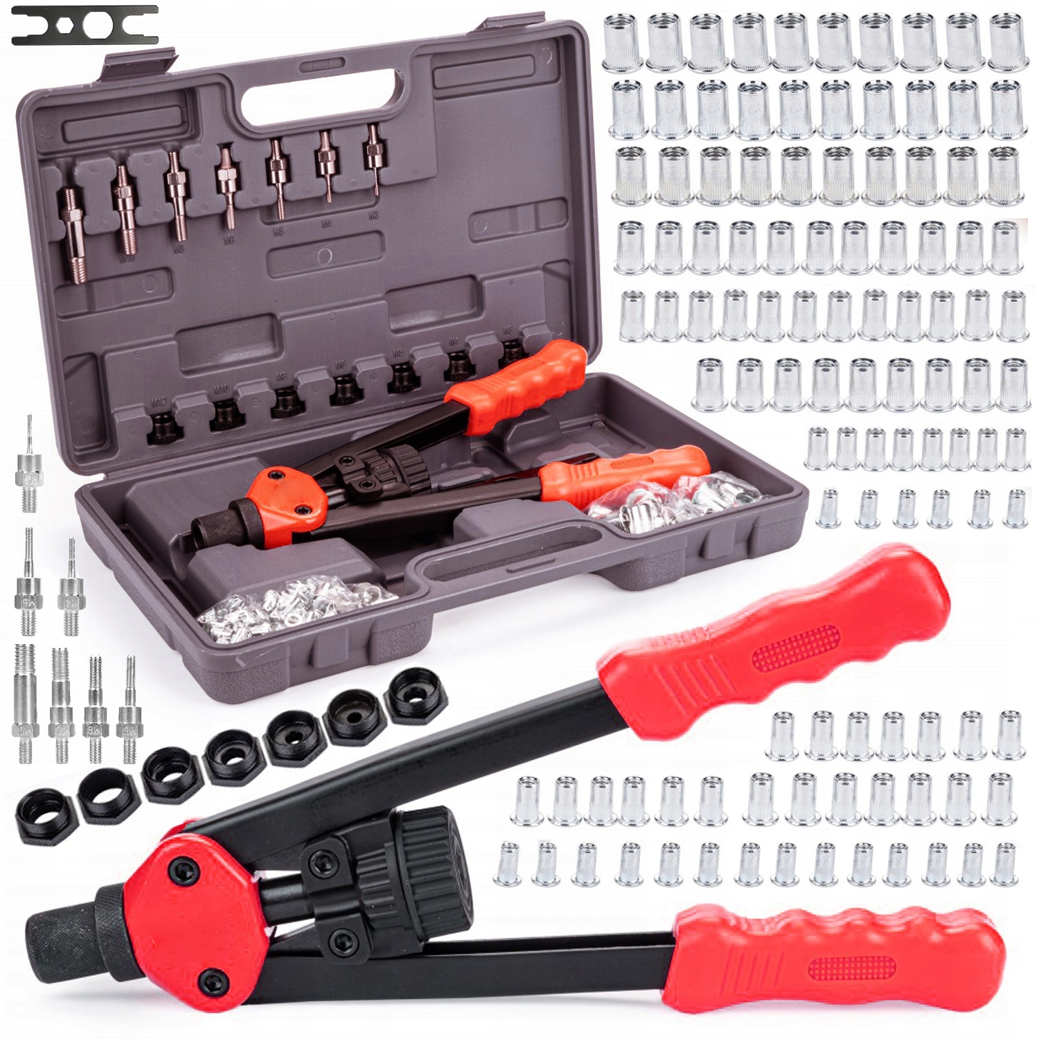 Nitownica RĘCZNA Do Nitonakrętek M3-M12 ZESTAW ZACISKARKA WALIZKA NAKRĘTEK