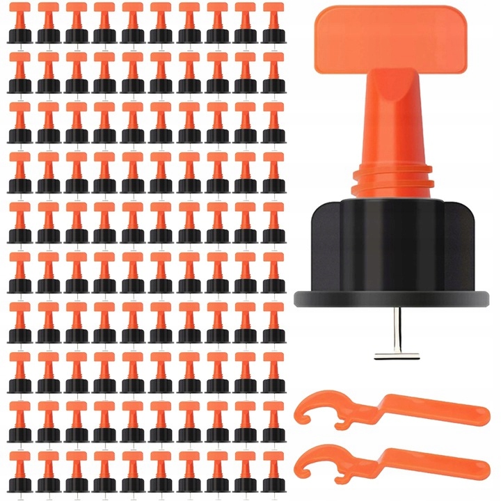 SYSTEM POZIOMOWANIA PŁYTEK KLINY KLIPSY UCHWYT 100szt SKRĘCANY WKRĘCANY