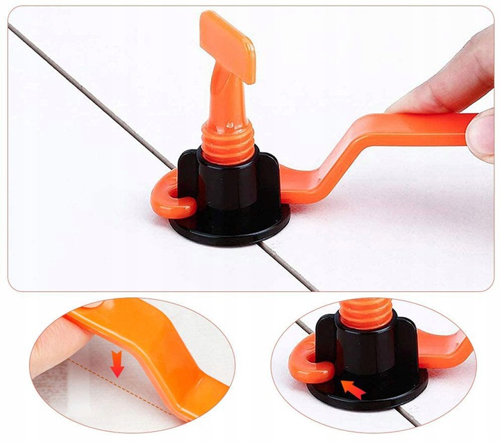 SYSTEM POZIOMOWANIA PŁYTEK KLINY KLIPSY UCHWYT 100szt SKRĘCANY WKRĘCANY