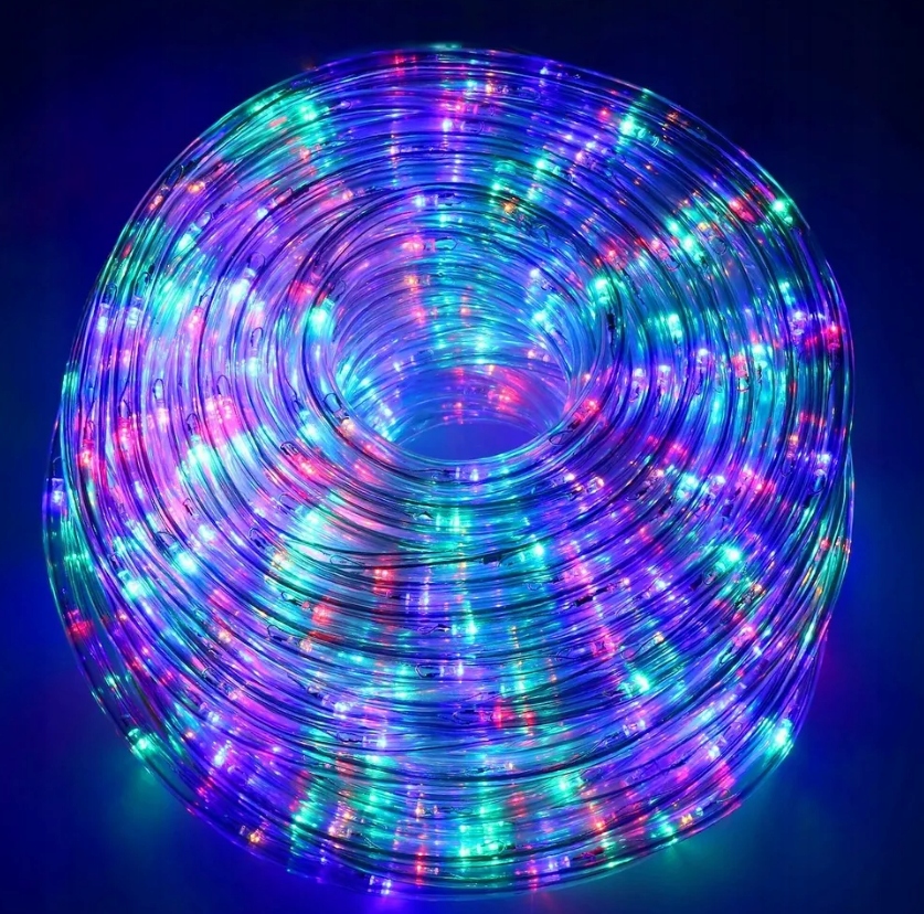 WĄŻ ŚWIETLNY ZEWNĘTRZNY LED LAMPKI MULTIKOLOR IP44 20m ŚWIĄTECZNE CHOINKA