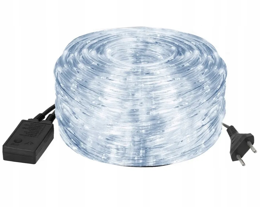 WĄŻ ŚWIETLNY ZEWNĘTRZNY LED LAMPKI BIAŁY ZIMNY IP44 20m ŚWIĄTECZNE CHOINKA