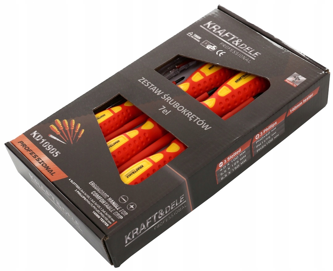 ZESTAW WKRĘTAKI ŚRUBOKRĘTY IZOLOWANE + PRÓBNIK DO PRĄDU PROBÓWKA TESTER x7