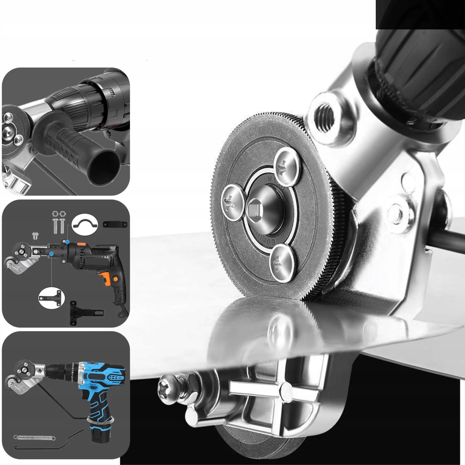 ADAPTER DO CIĘCIA BLACHY NA WIERTARKĘ WKRĘTARKĘ UNIWERSALNE NOŻYCE DO BLACH