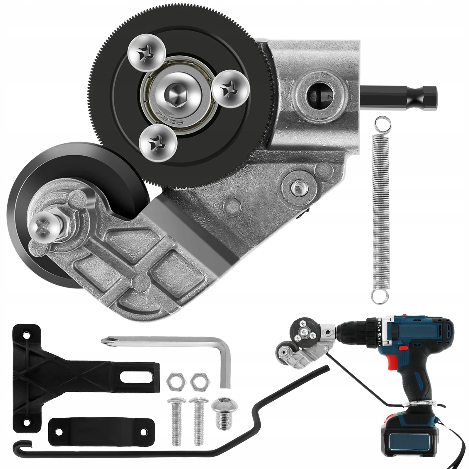 ADAPTER DO CIĘCIA BLACHY NA WIERTARKĘ WKRĘTARKĘ UNIWERSALNE NOŻYCE DO BLACH