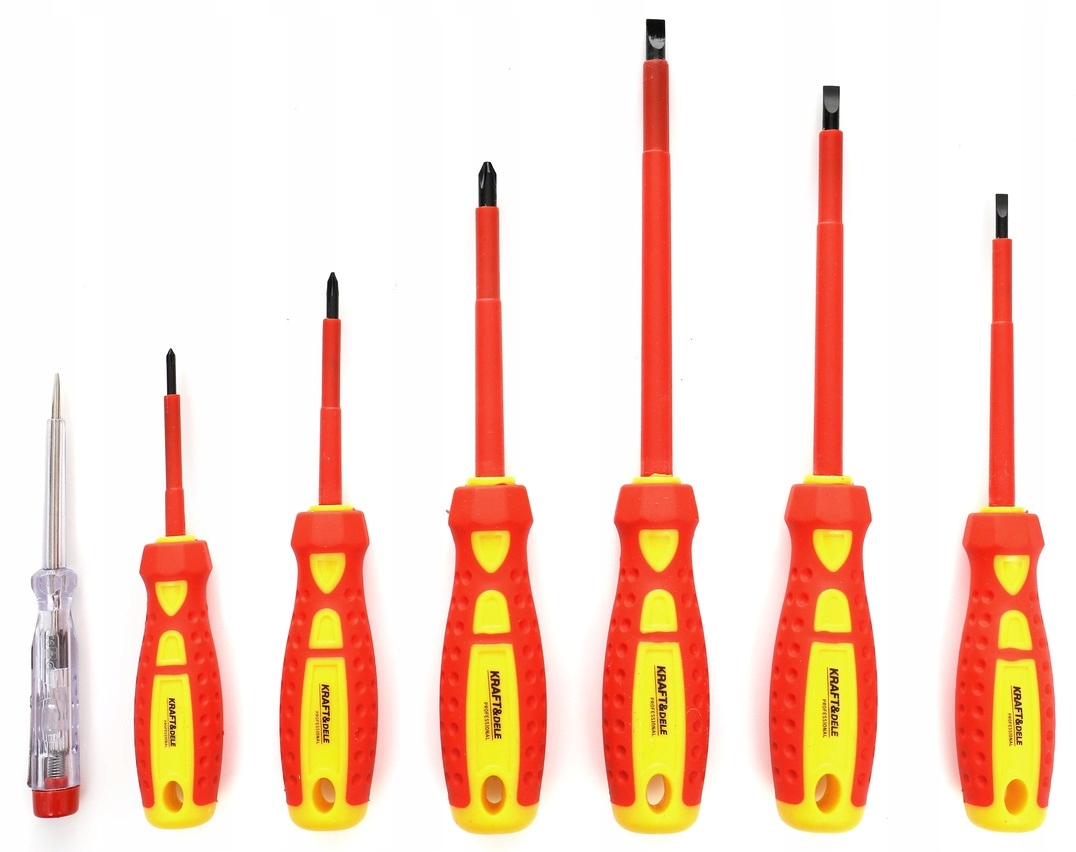 ZESTAW WKRĘTAKI ŚRUBOKRĘTY IZOLOWANE + PRÓBNIK DO PRĄDU PROBÓWKA TESTER x7